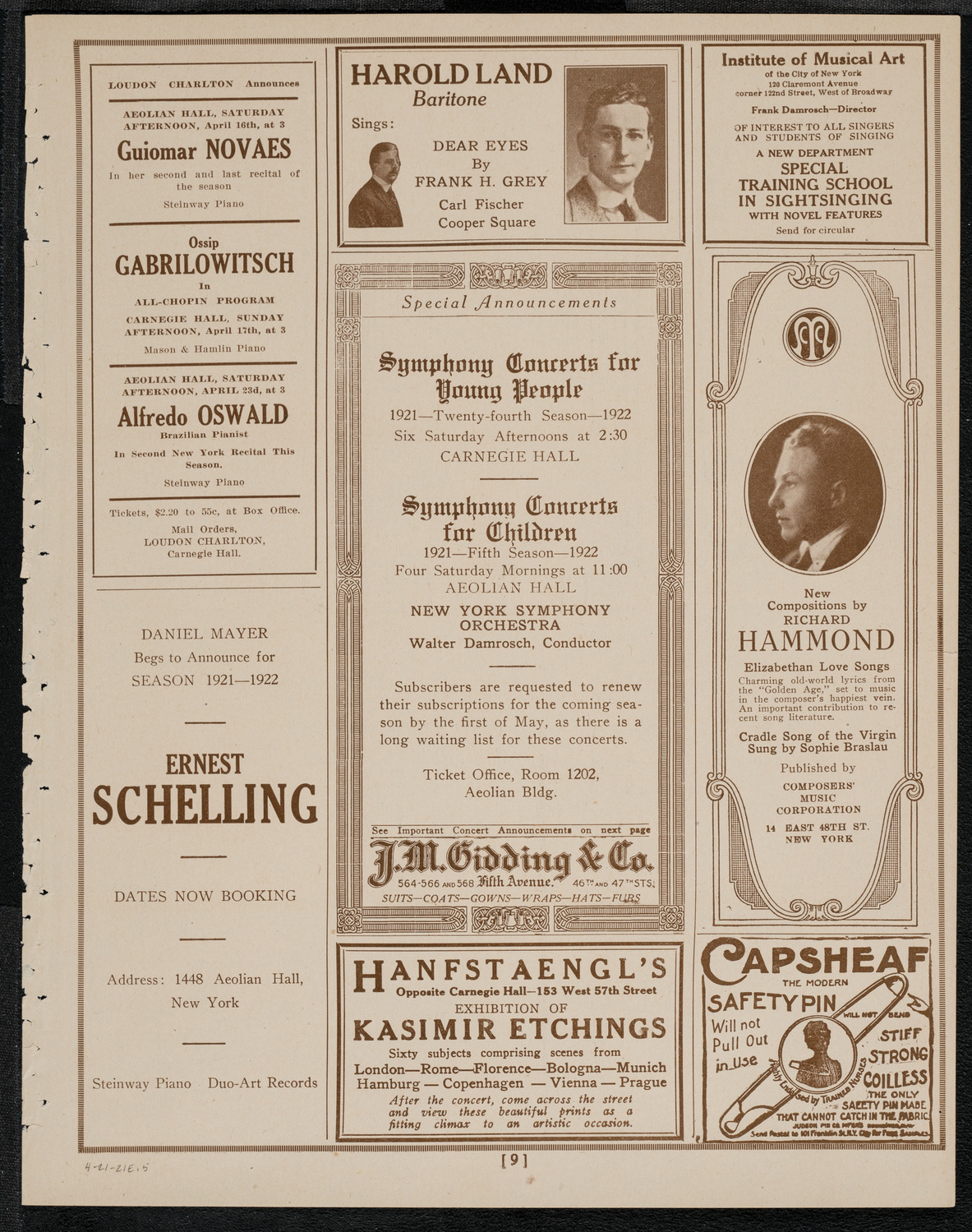 Benefit: Woman's Hospital Alumnae Sick Benefit Fund, April 21, 1921, program page 9