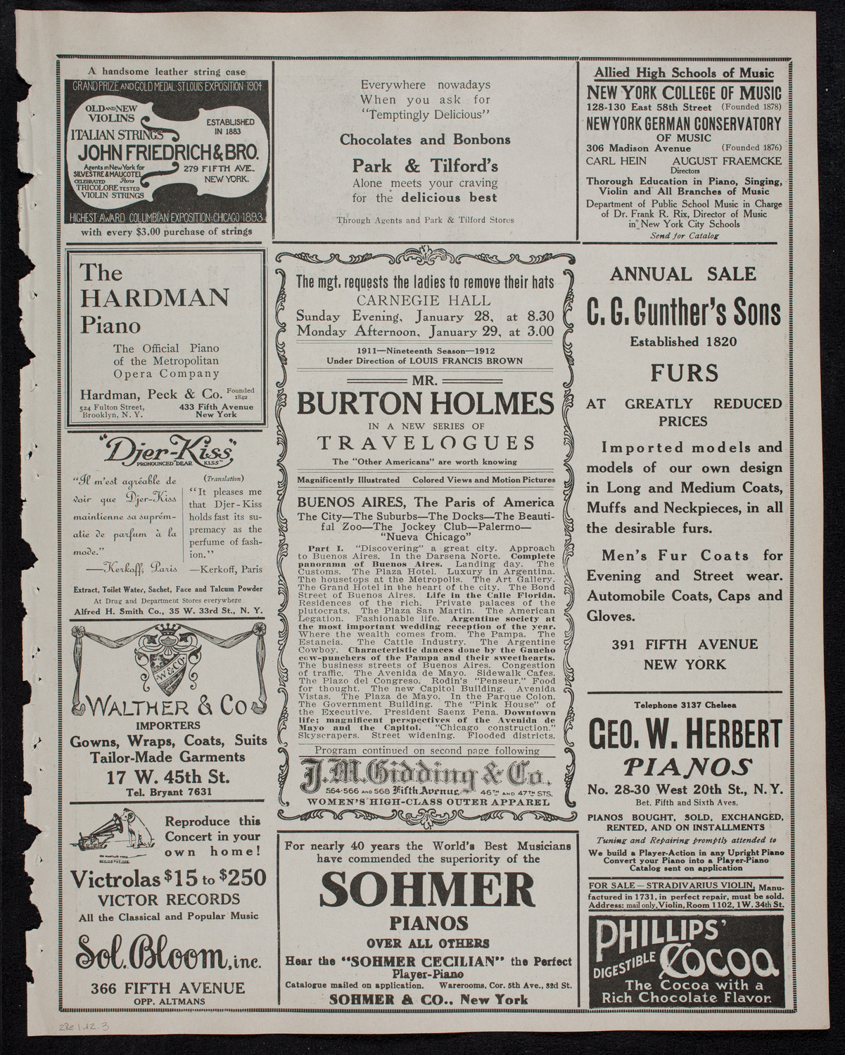 Burton Holmes Travelogue: Buenos Aires, January 28, 1912, program page 5