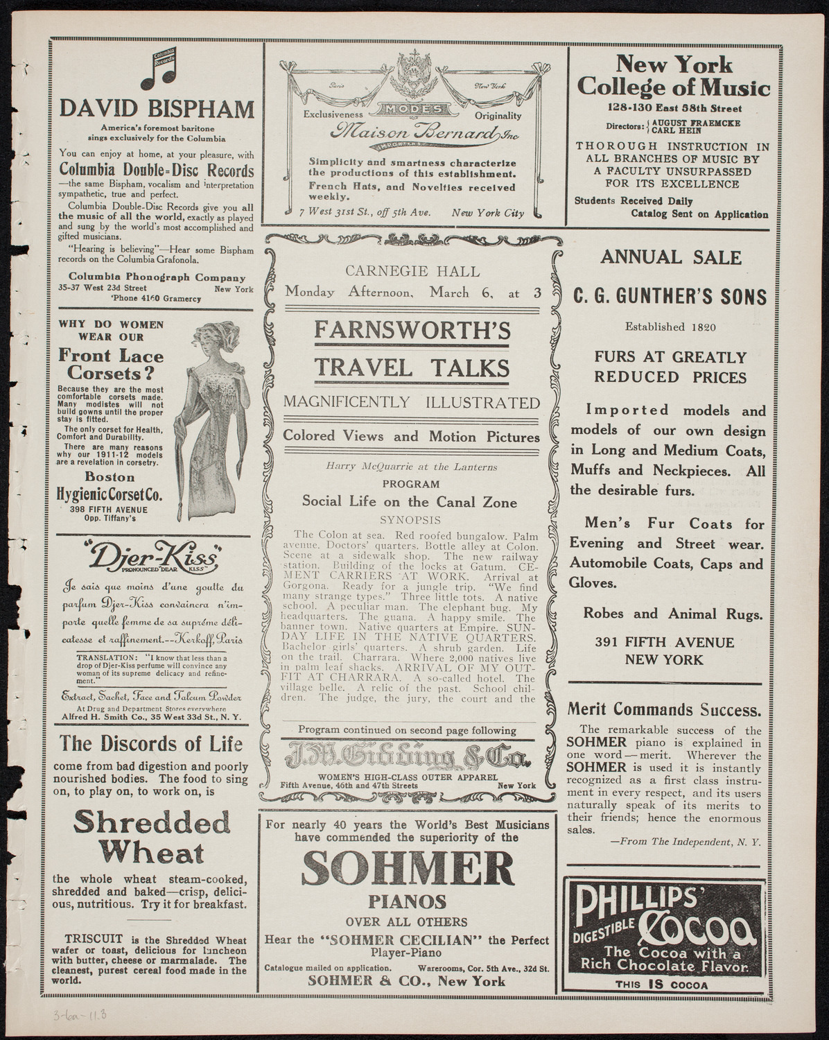 Farnsworth's Travel Talks, March 6, 1911, program page 5