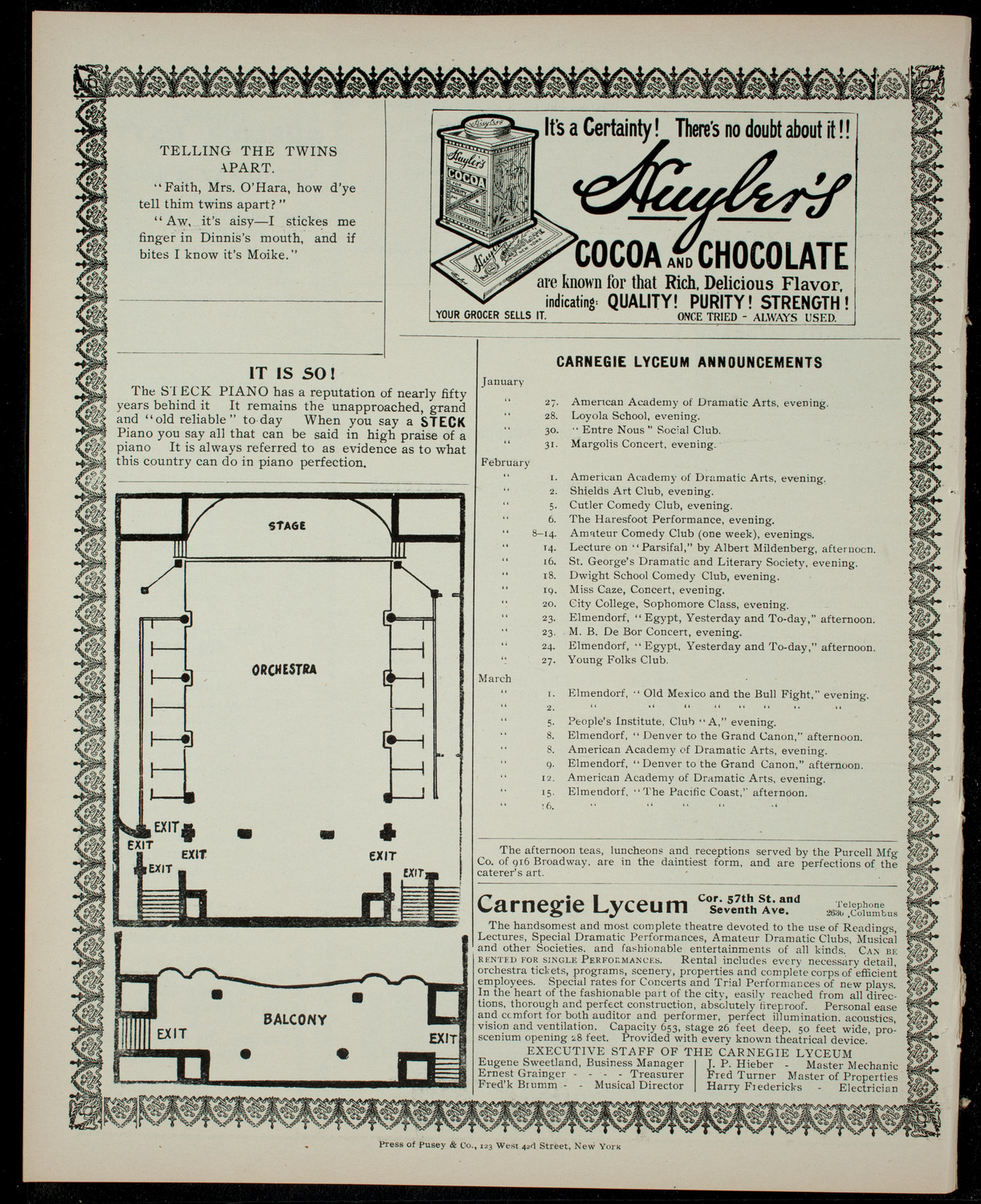 Lecture by Dwight Elmendorf, January 26, 1904, program page 4