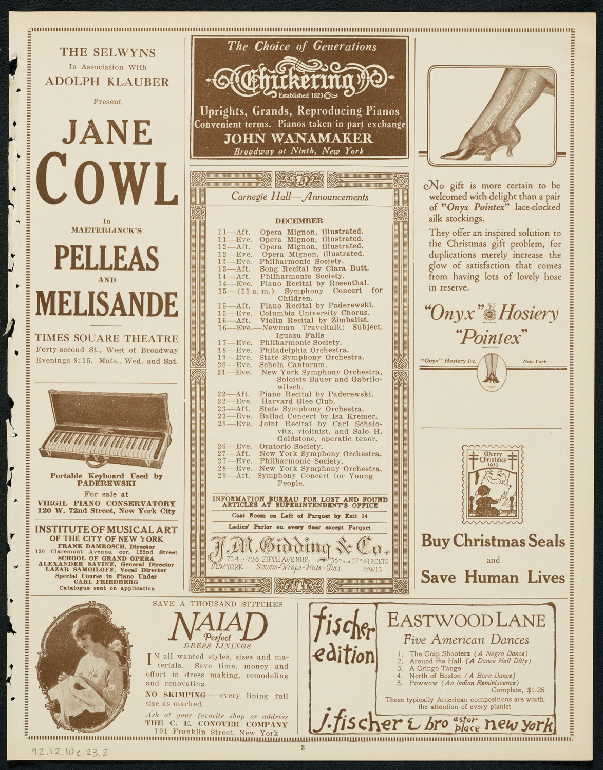 Virginia Myers, assisted by Orchestra, December 10, 1923, program page 3