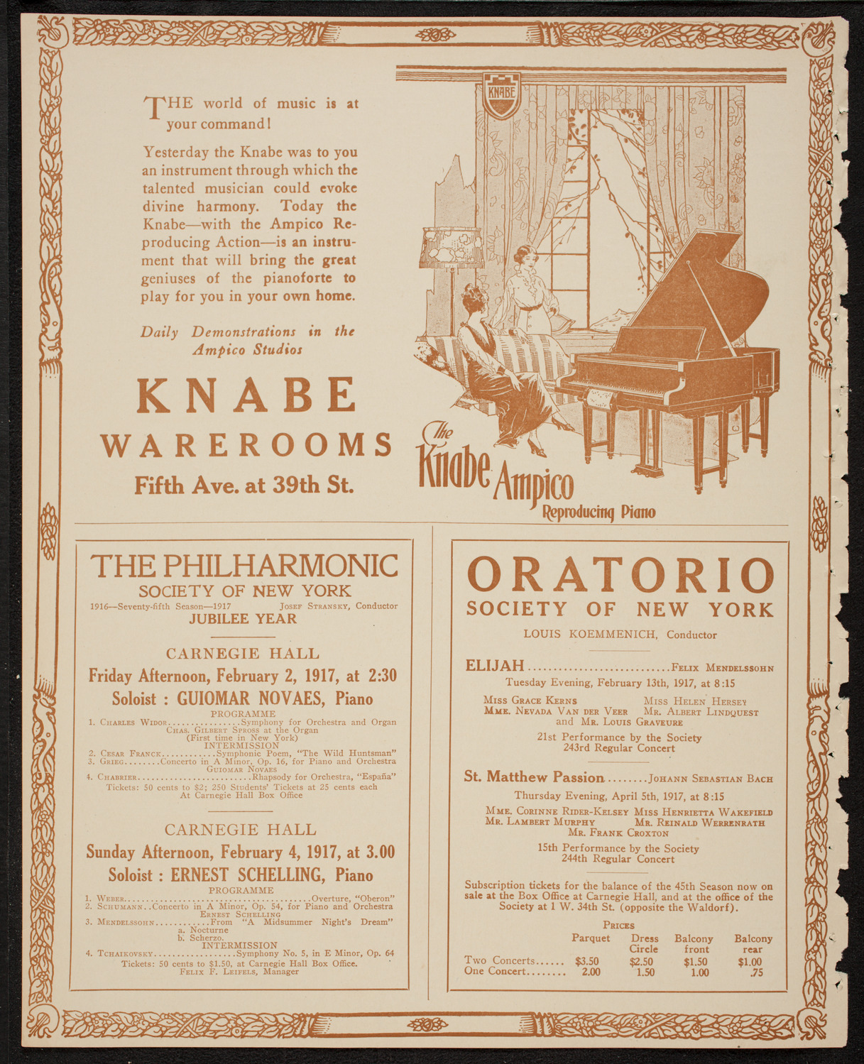 New York Philharmonic, January 28, 1917, program page 12