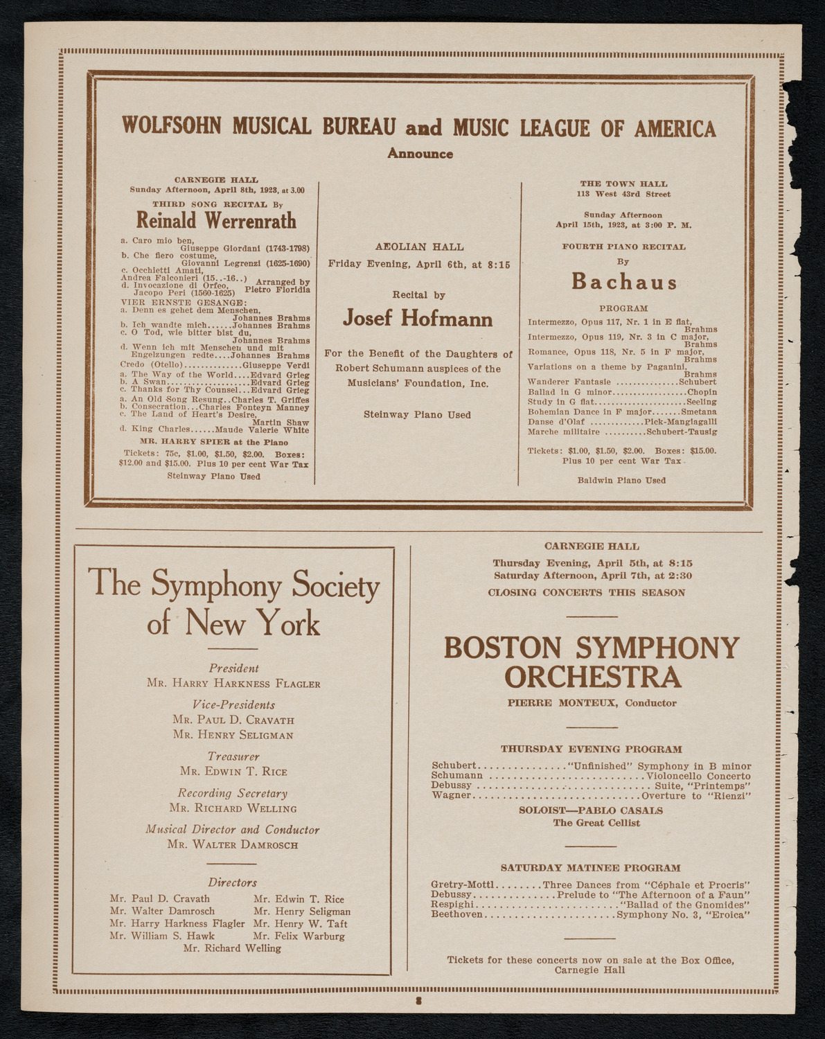 Virginia Myers, April 2, 1923, program page 8