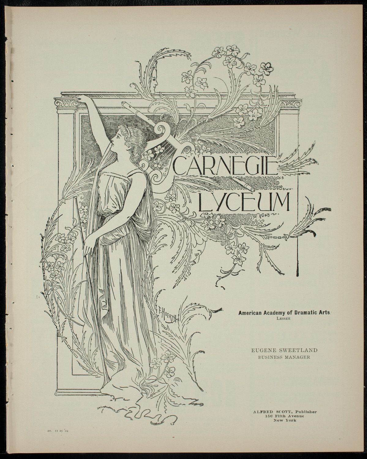 Academy Stock Company of the American Academy of the Dramatic Arts/Empire Theatre Dramatic School, November 25, 1904, program page 1