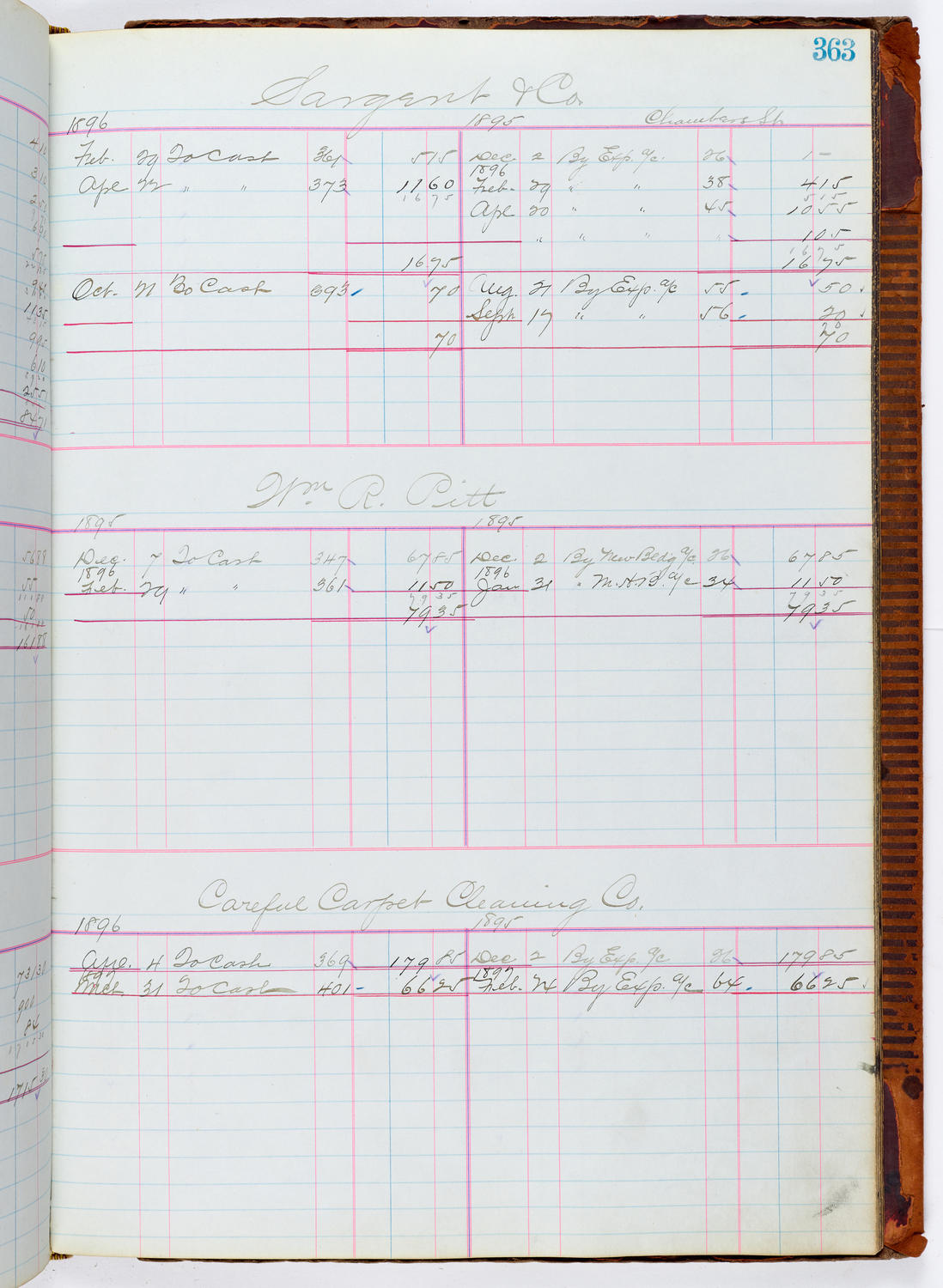 Music Hall Accounting Ledger, volume 1, page 363