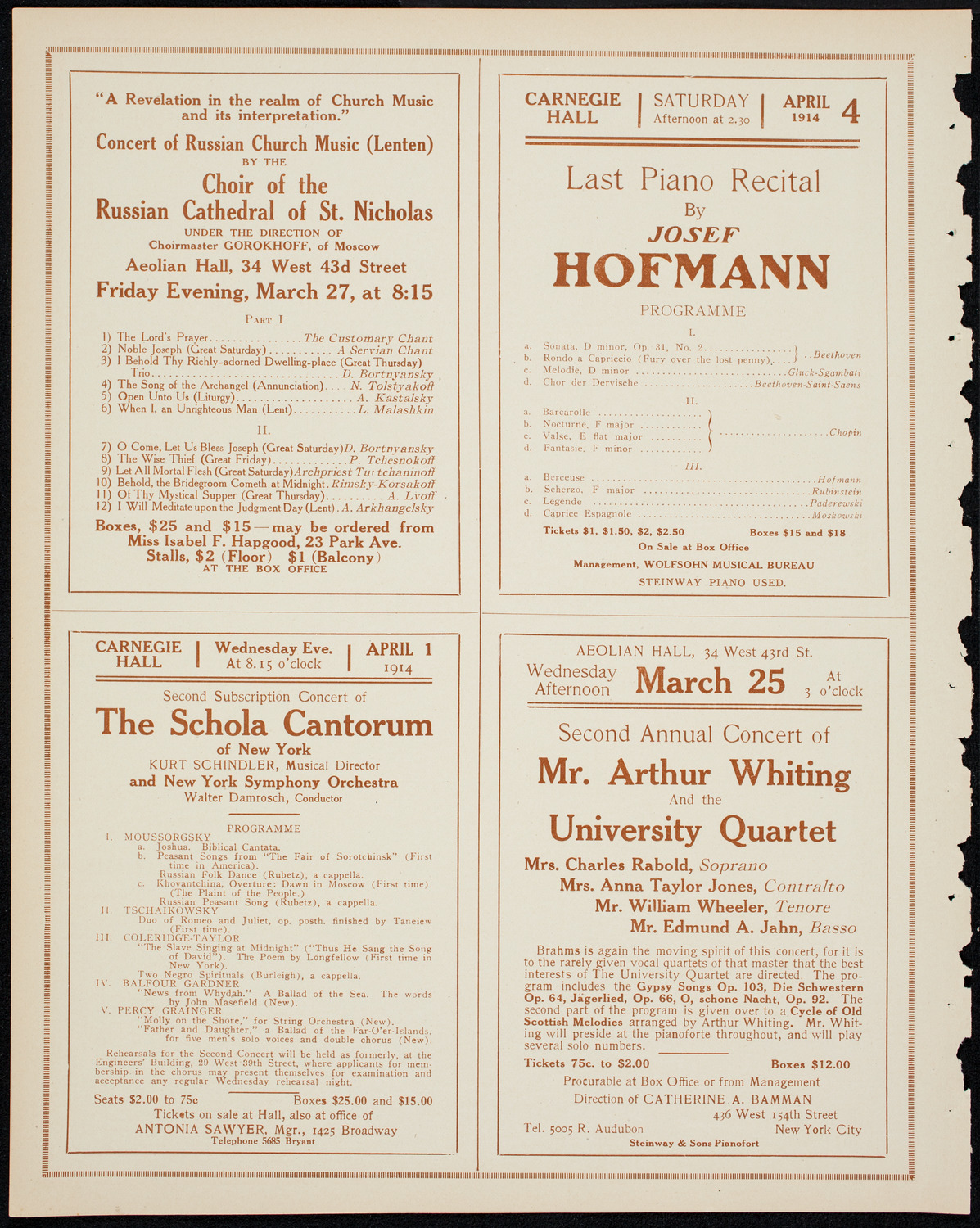 Boston Symphony Orchestra, March 19, 1914, program page 10