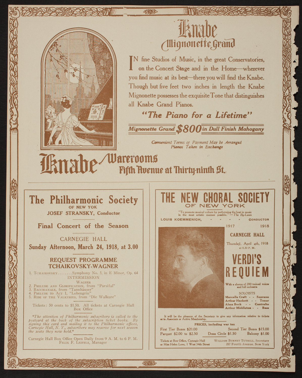 New York Philharmonic, March 21, 1918, program page 12