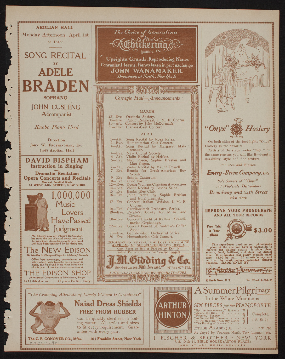 Society of the Friends of Music: Philadelphia Orchestra, March 27, 1918, program page 3