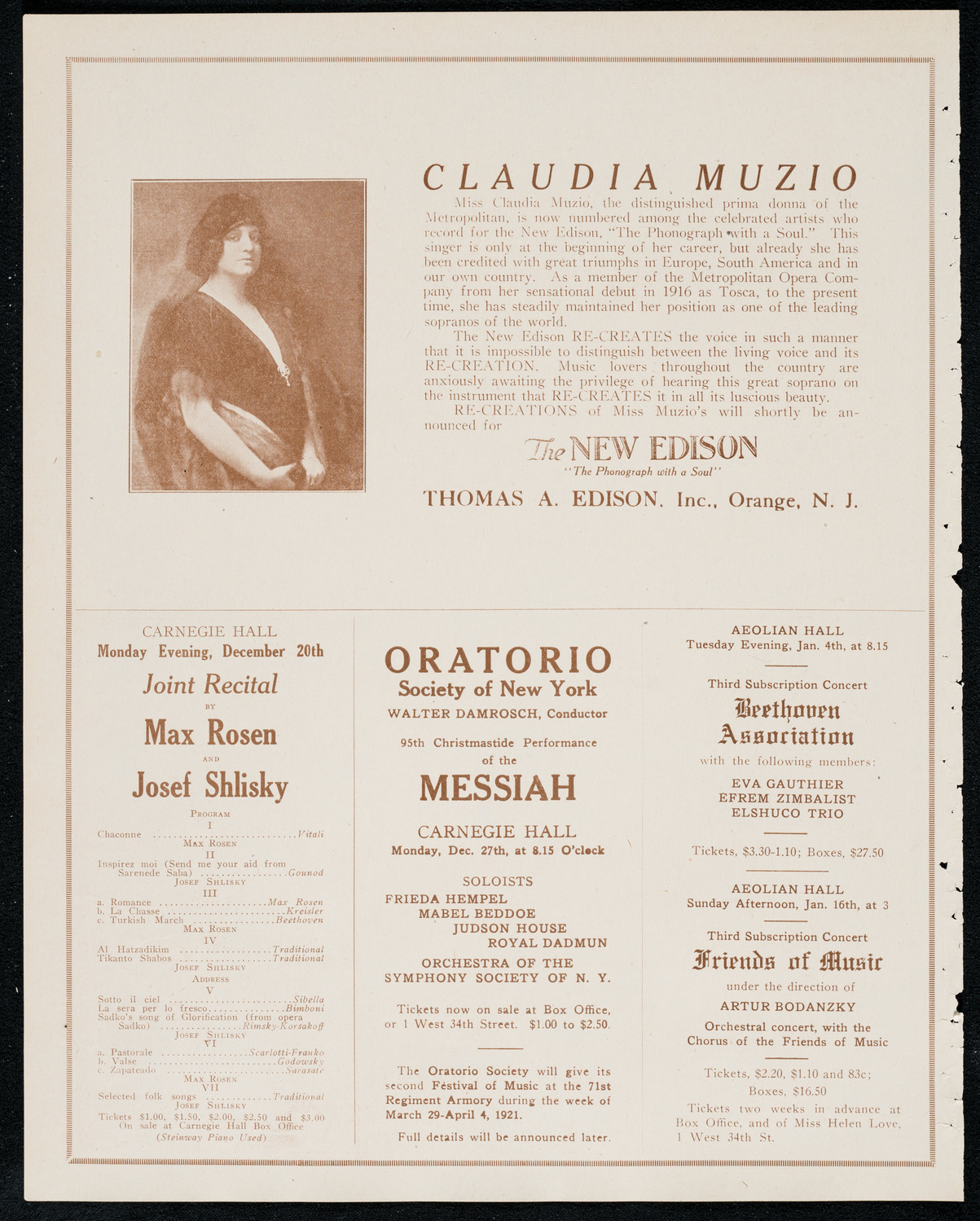 National Symphony Orchestra, December 18, 1920, program page 2