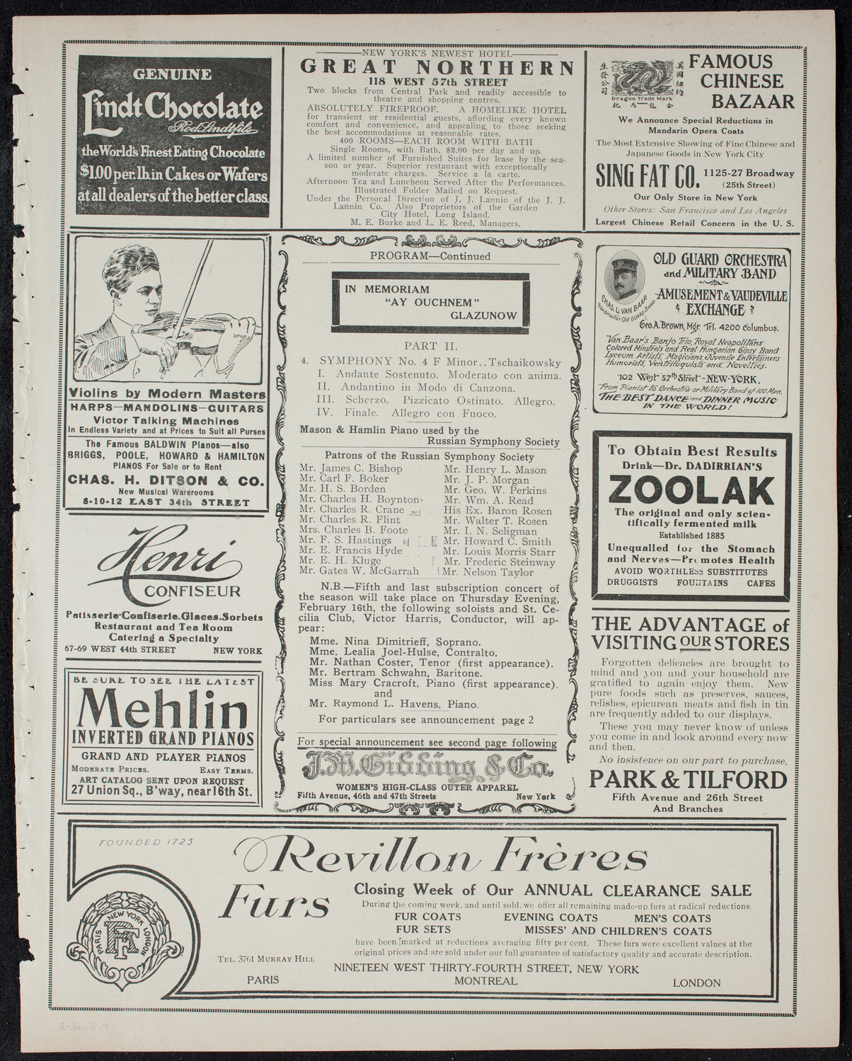 Russian Symphony Society of New York, February 2, 1911, program page 7