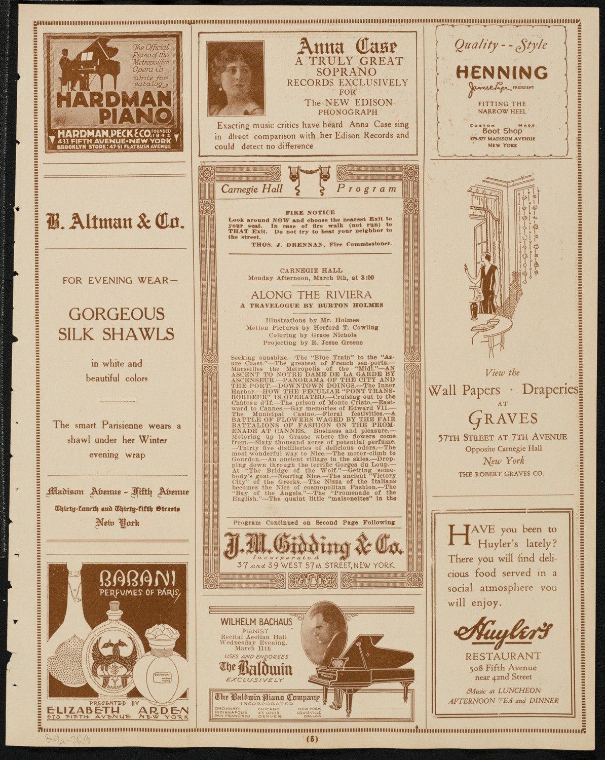 Burton Holmes Travelogue: Along the Riviera, March 9, 1925, program page 5