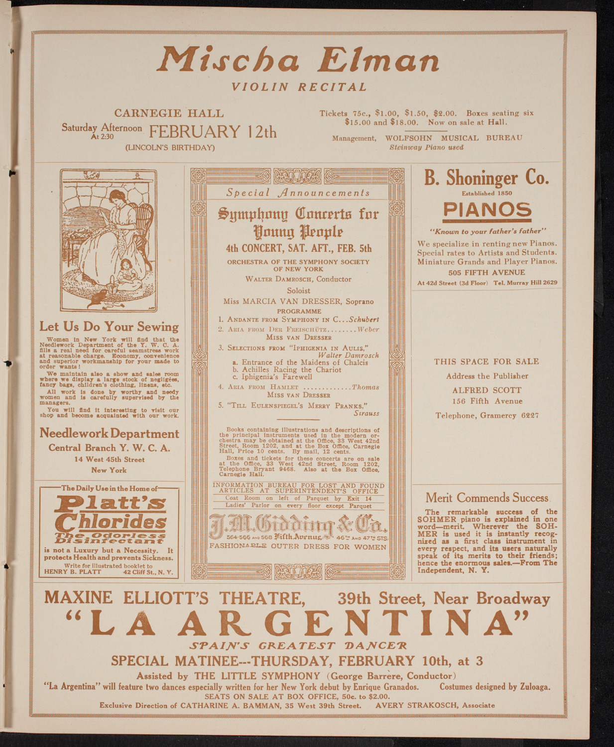 People's Symphony Concert, February 3, 1916, program page 9