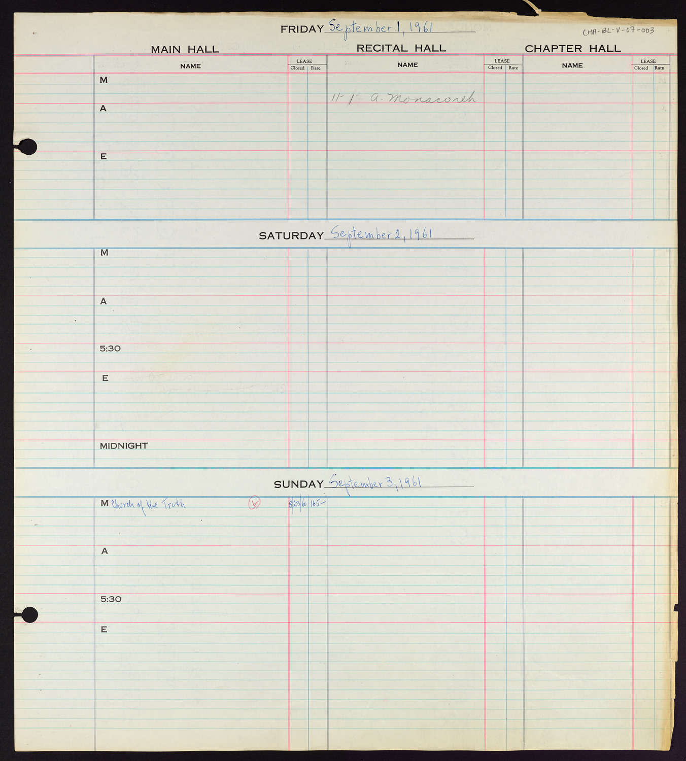 Carnegie Hall Booking Ledger, volume 7, page 3