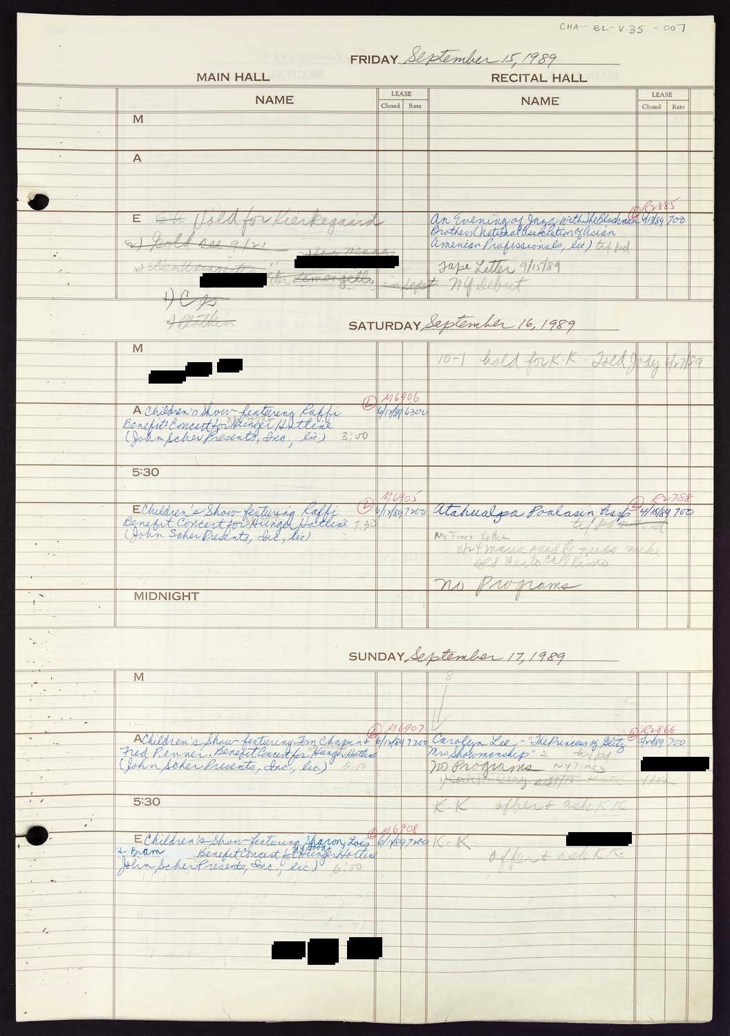 Carnegie Hall Booking Ledger, volume 35, page 7