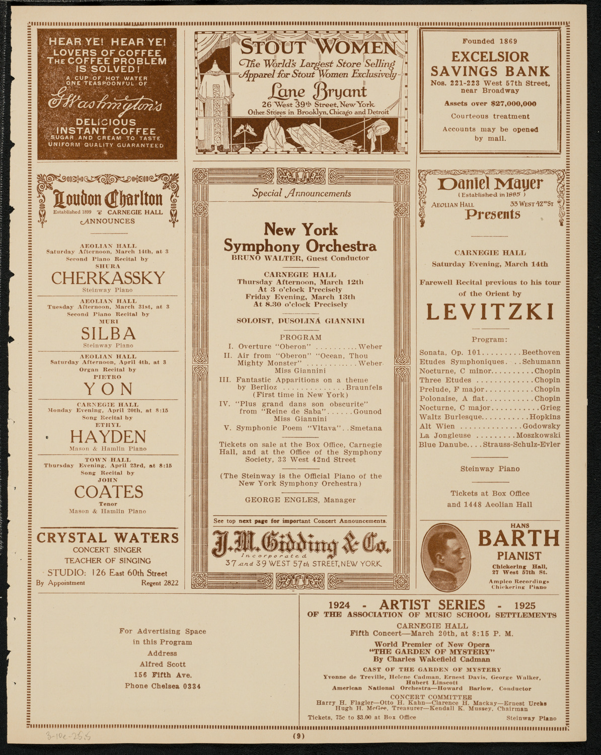 Philadelphia Orchestra, March 10, 1925, program page 9