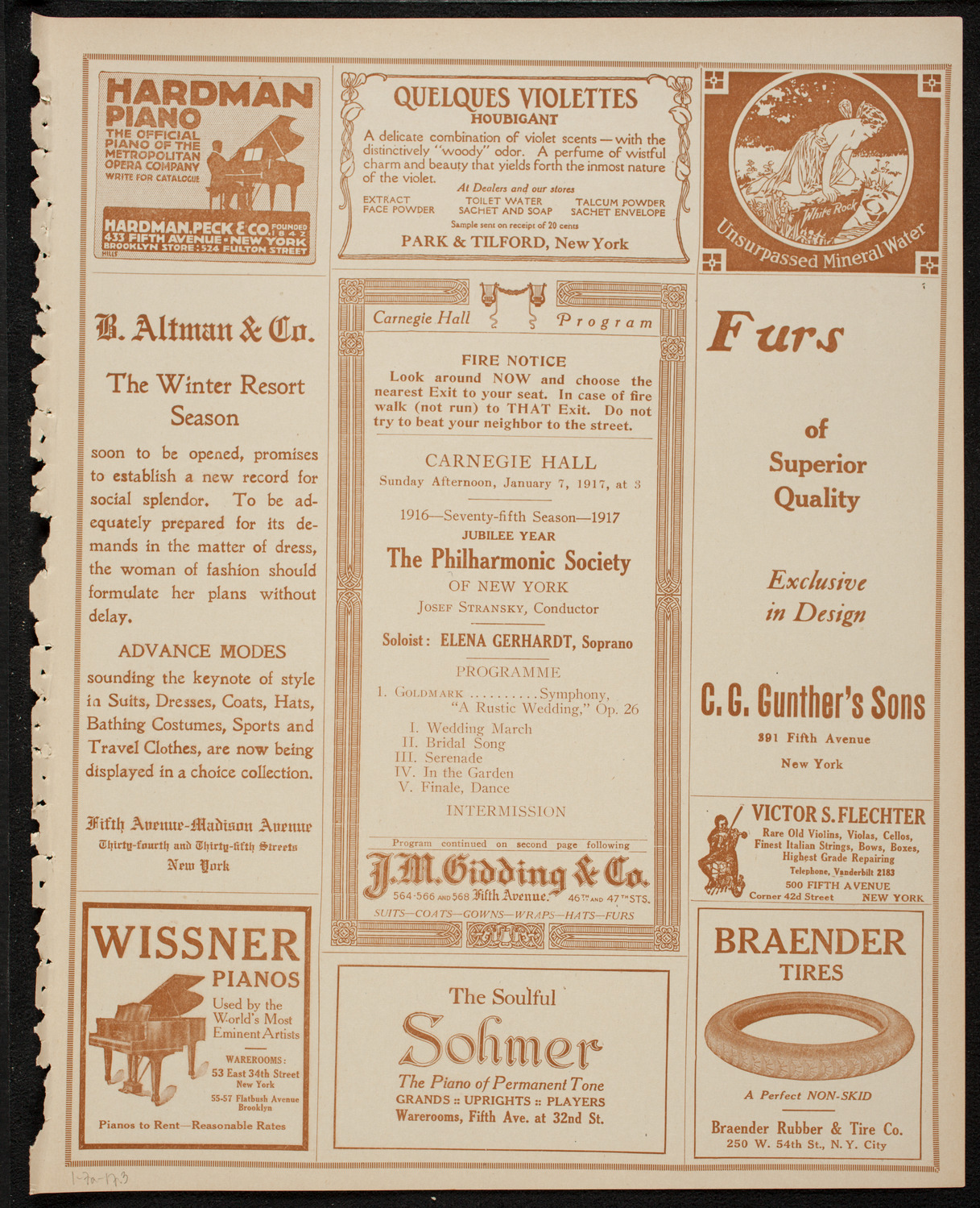 New York Philharmonic, January 7, 1917, program page 5