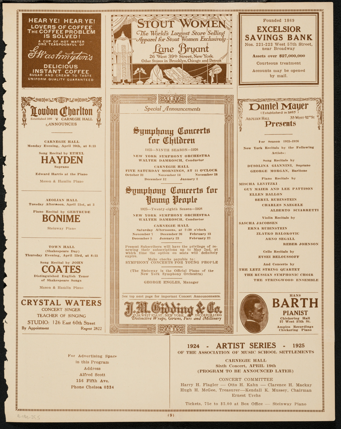 Max Rosen, Violin, April 10, 1925, program page 9