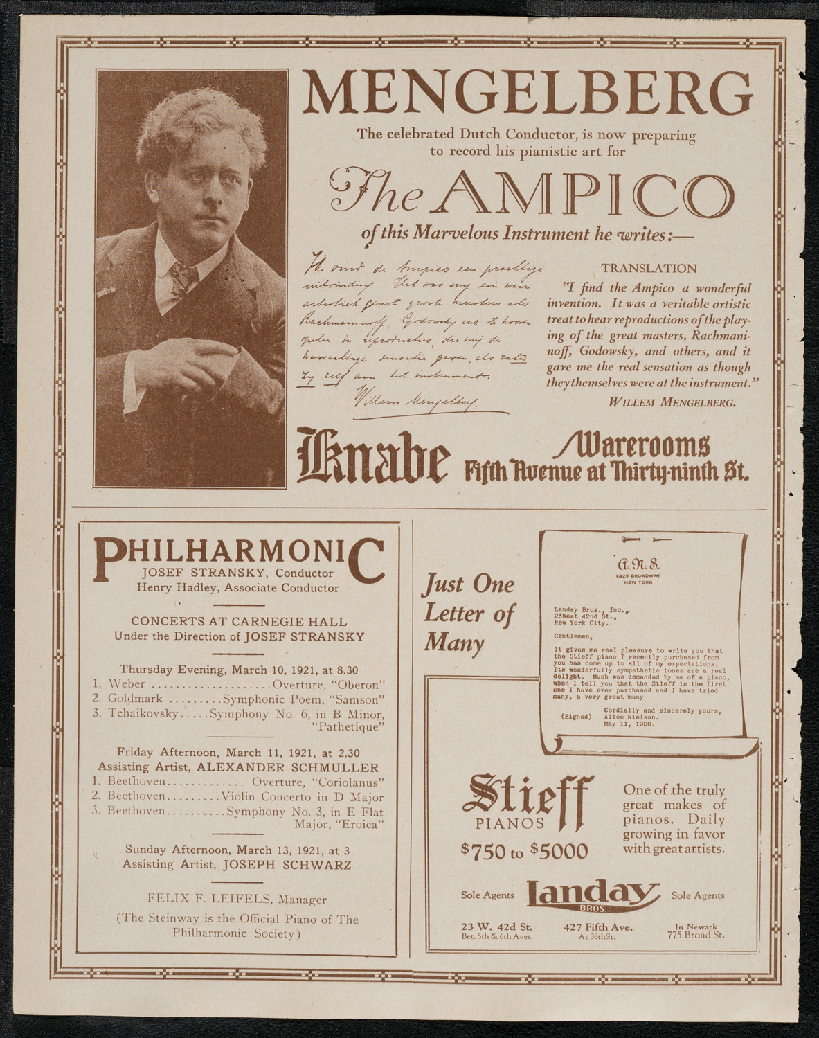 New York Symphony Orchestra, March 10, 1921, program page 12