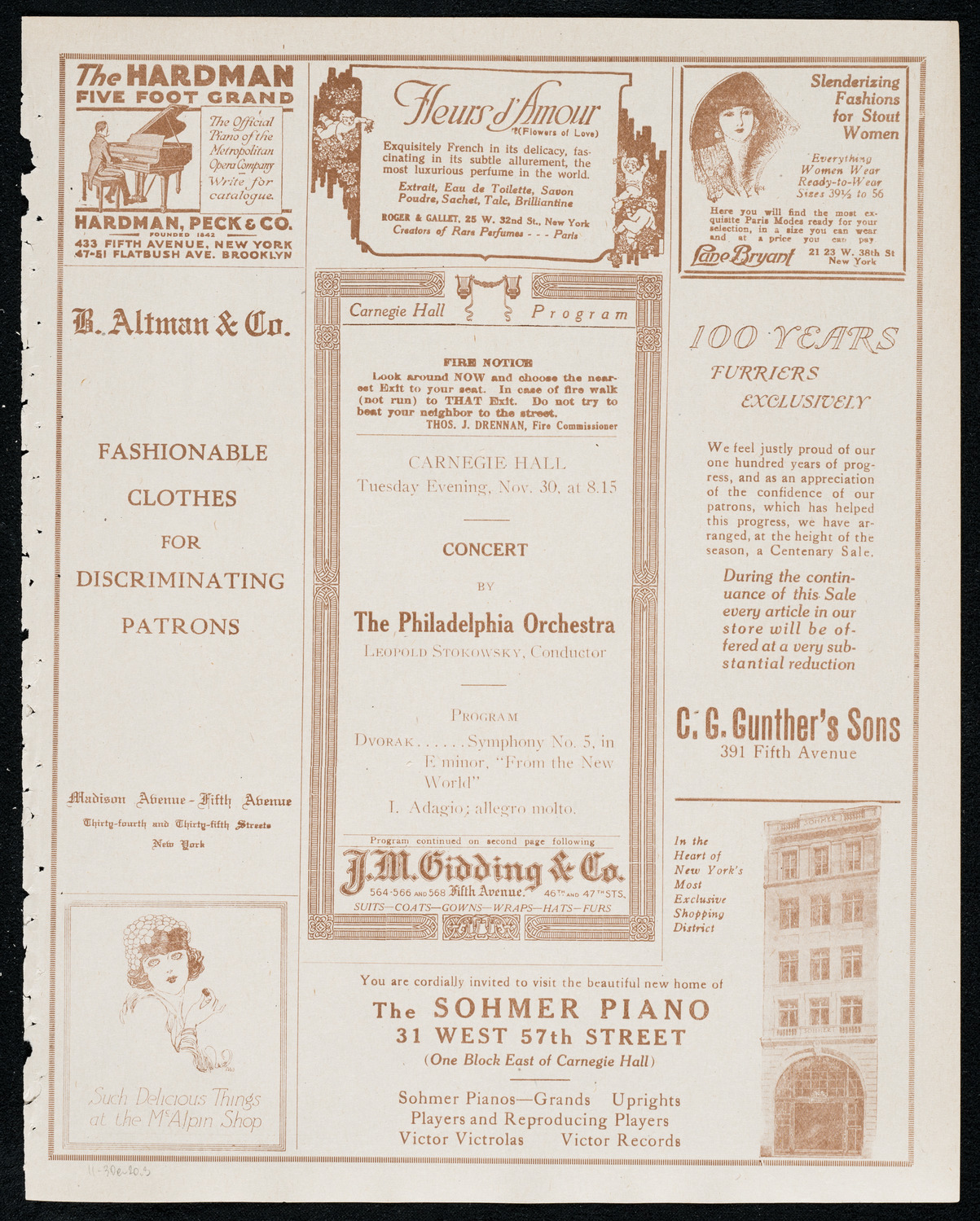 Philadelphia Orchestra, November 30, 1920, program page 5