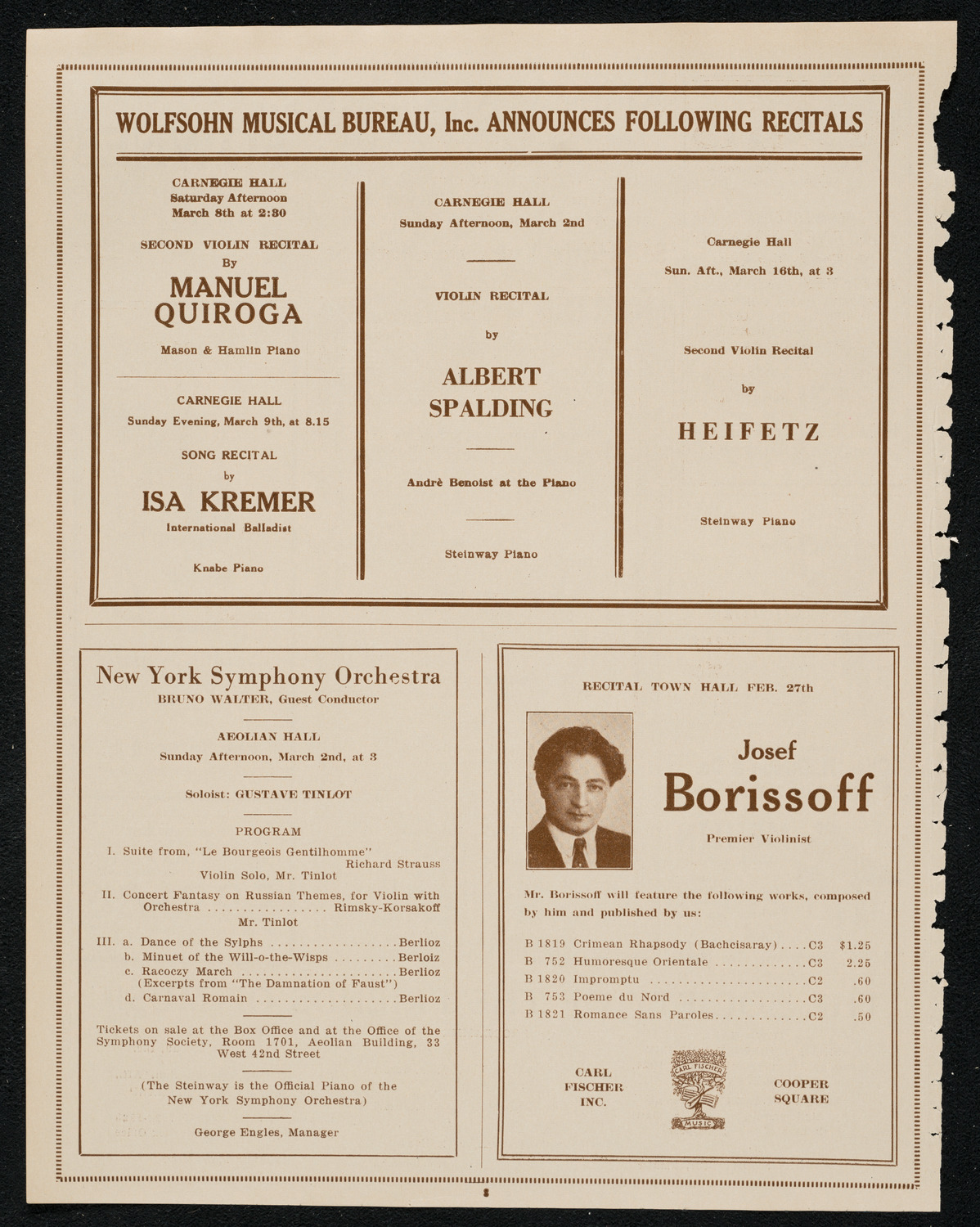 New York Philharmonic Students' Concert, February 27, 1924, program page 8