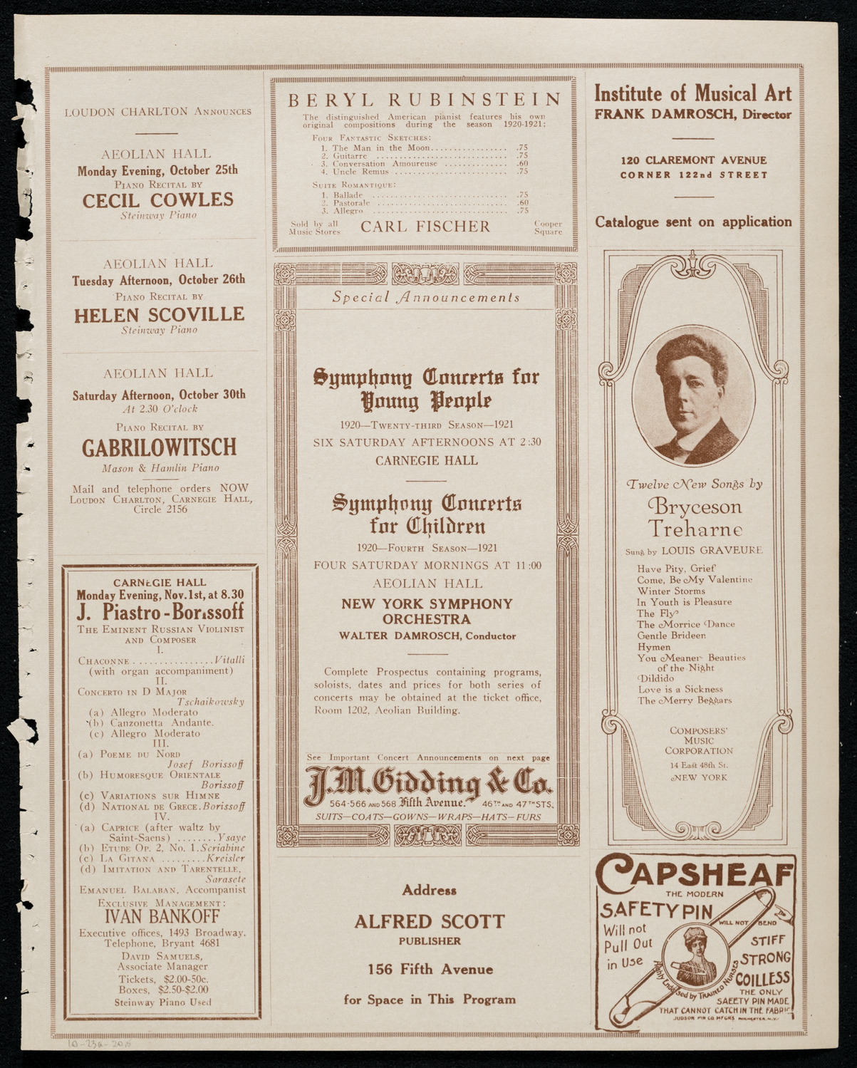 Edward Johnson, Tenor, October 23, 1920, program page 9