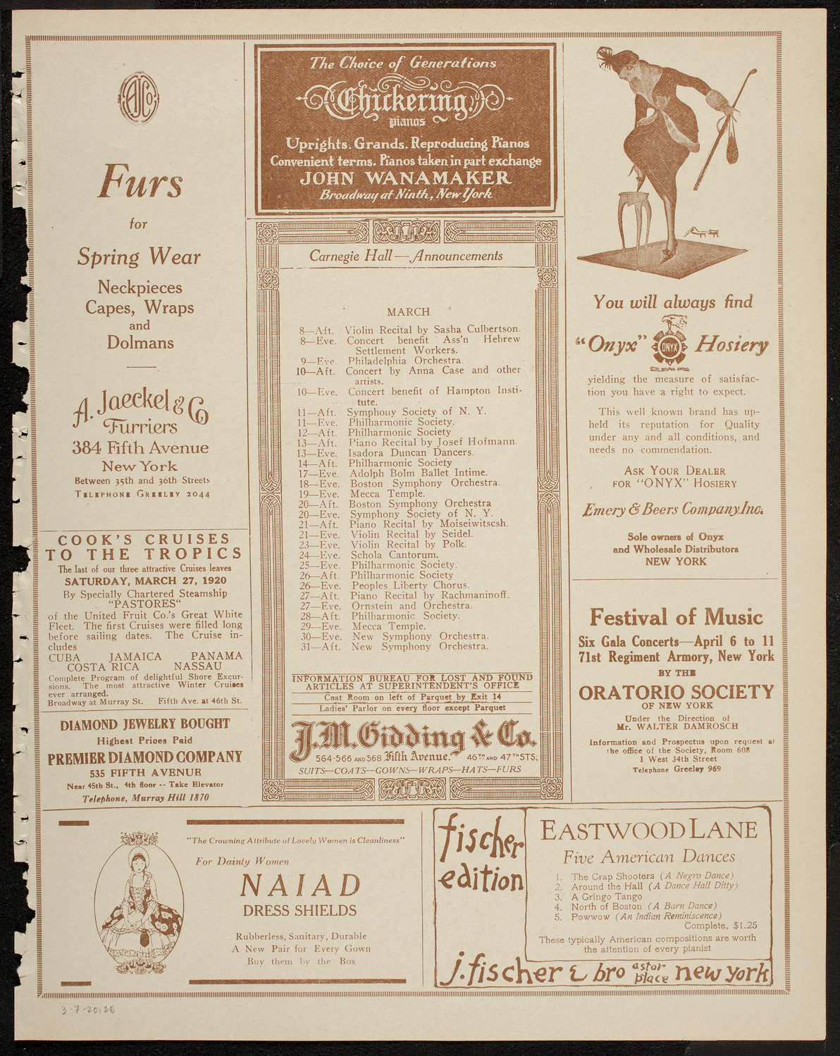 Bernard Woolff and Jean Barondess, March 7, 1920, program page 3