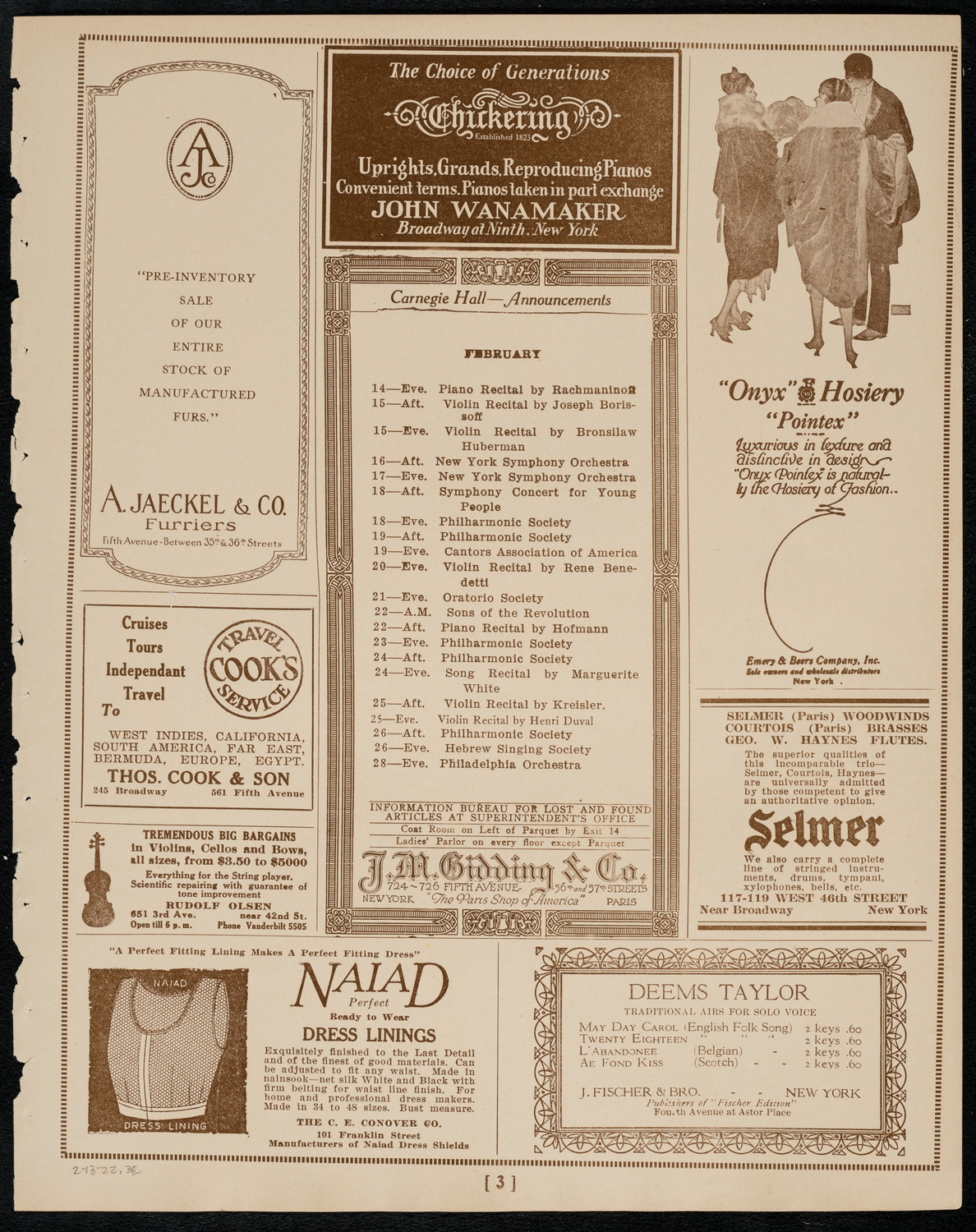 Paulist Choir, February 13, 1922, program page 3