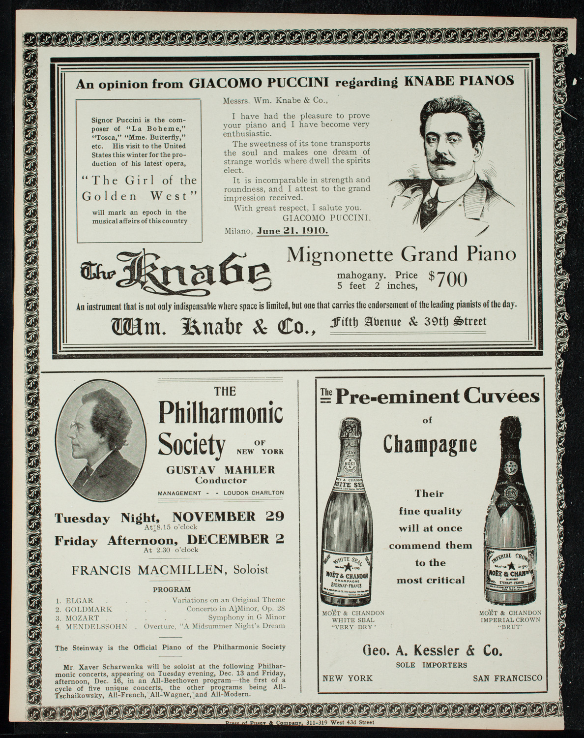 Elmendorf Lecture: Vienna, November 27, 1910, program page 12