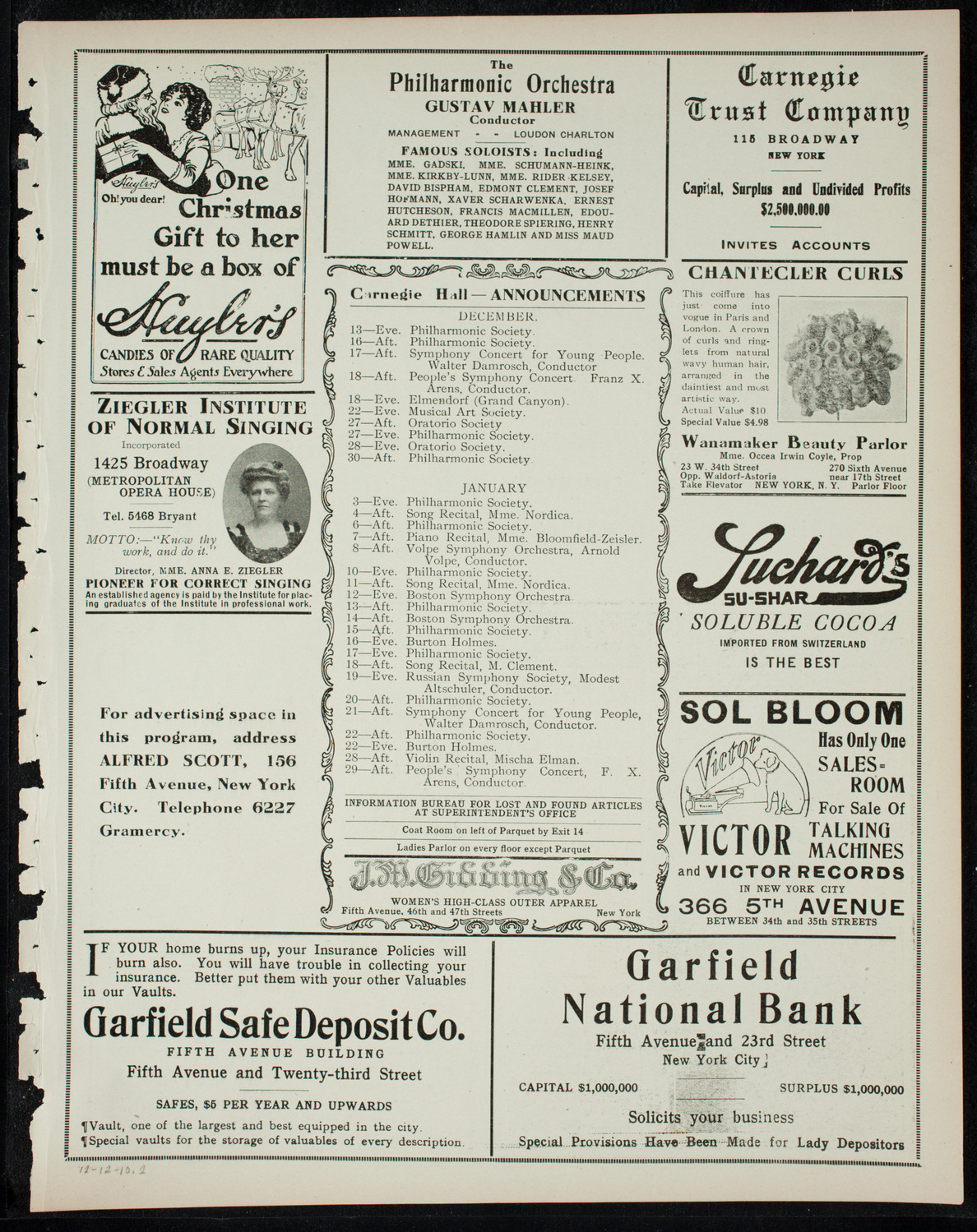 Elmendorf Lecture: Paris, December 12, 1910, program page 3