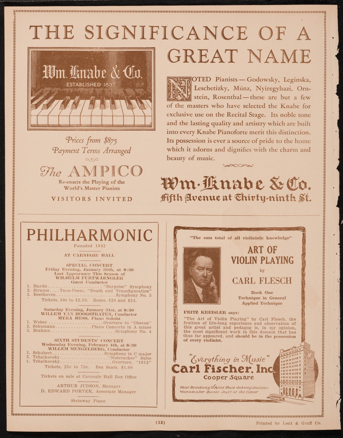 Boston Symphony Orchestra, January 29, 1925, program page 12