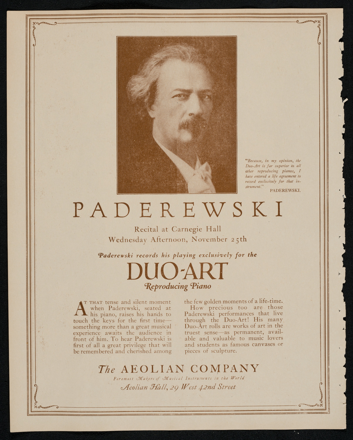 Ignacy Jan Paderewski, Piano, November 25, 1925, program page 2