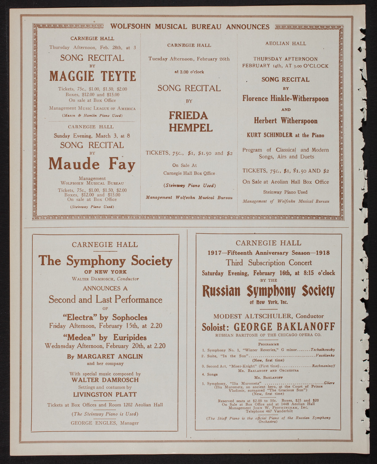 Paulist Choristers, February 13, 1918, program page 8