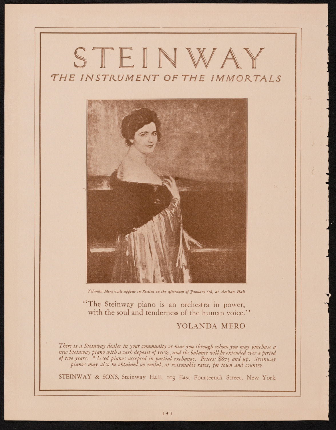 New York Symphony Orchestra, January 2, 1925, program page 4