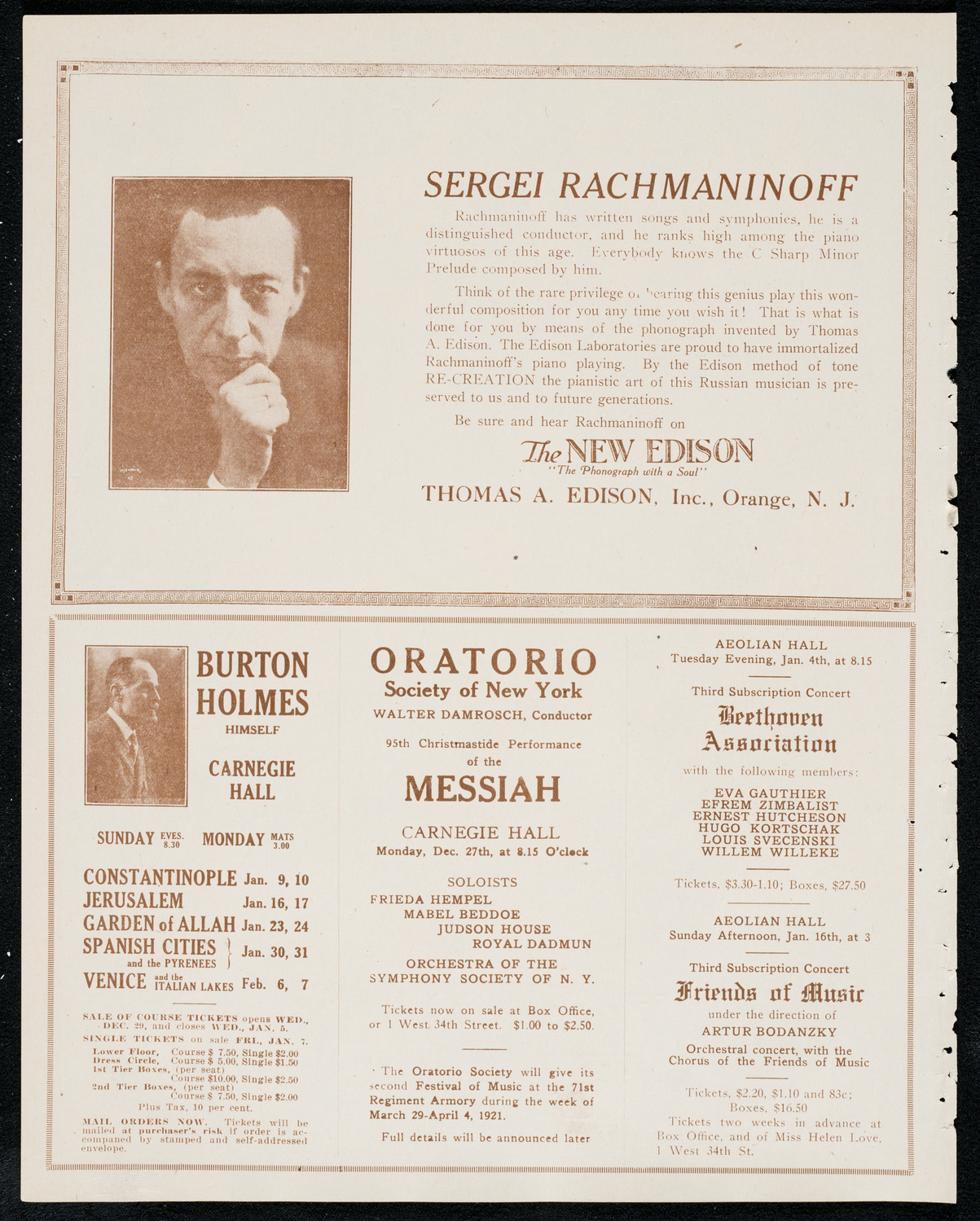 Philadelphia Orchestra, December 21, 1920, program page 2