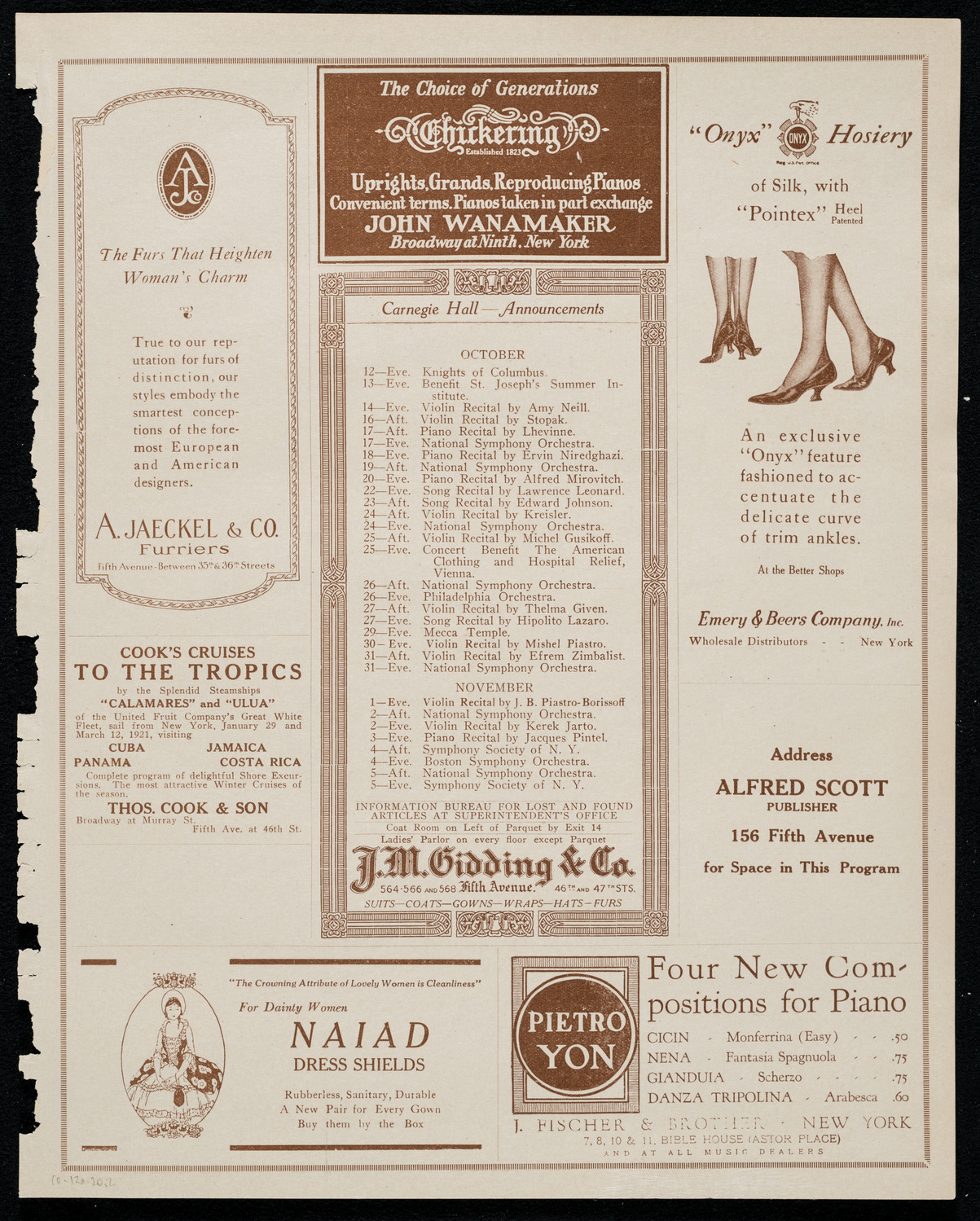 Unión Benéfica Española (The Spanish Society), October 12, 1920, program page 3