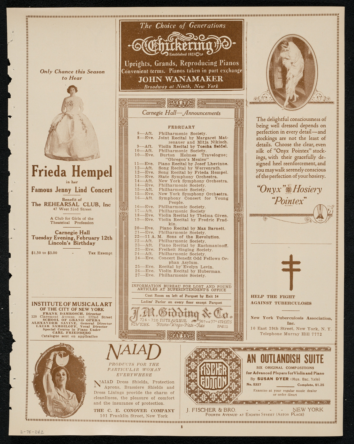 New York Philharmonic, February 7, 1924, program page 3