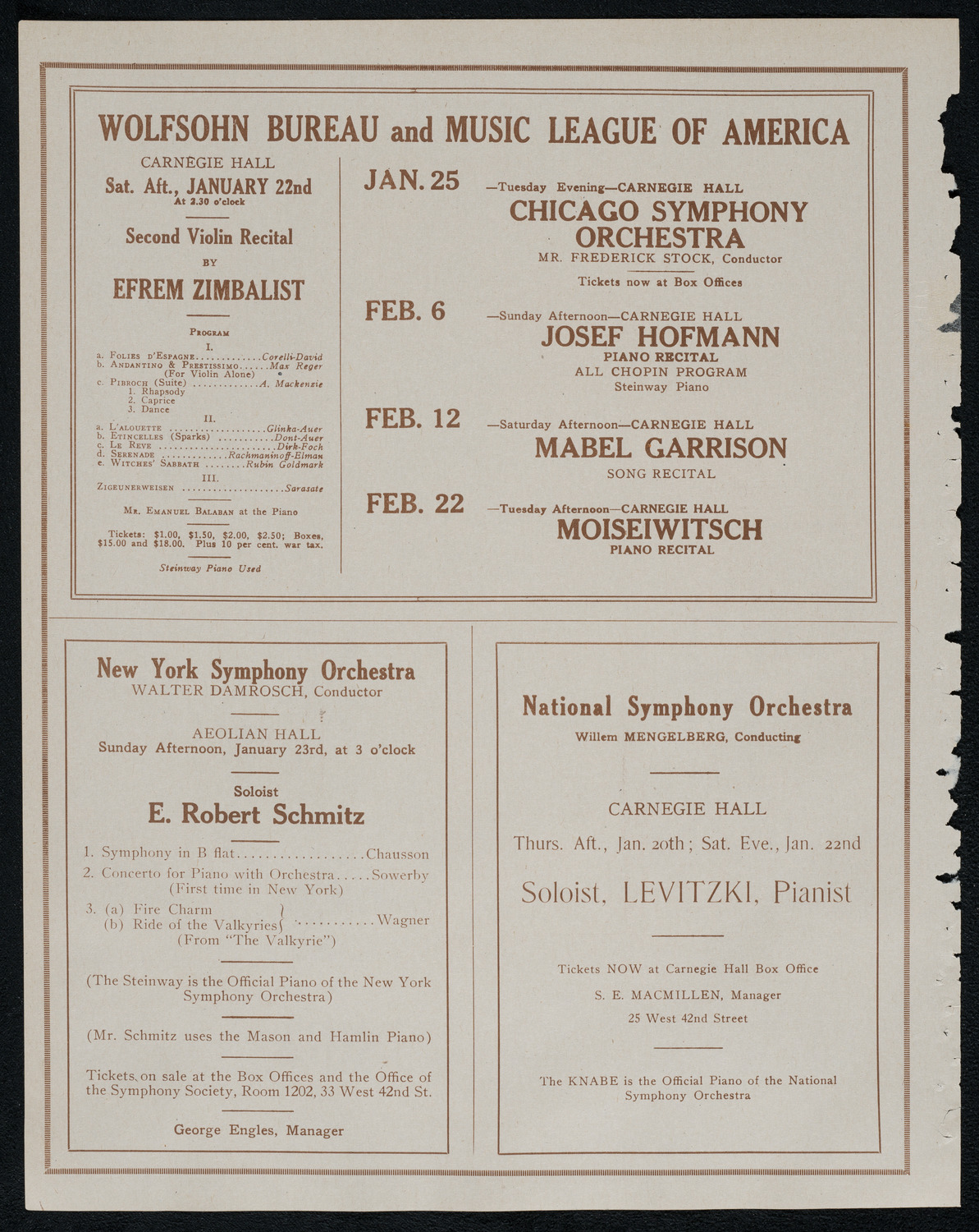New York Philharmonic, January 16, 1921, program page 8