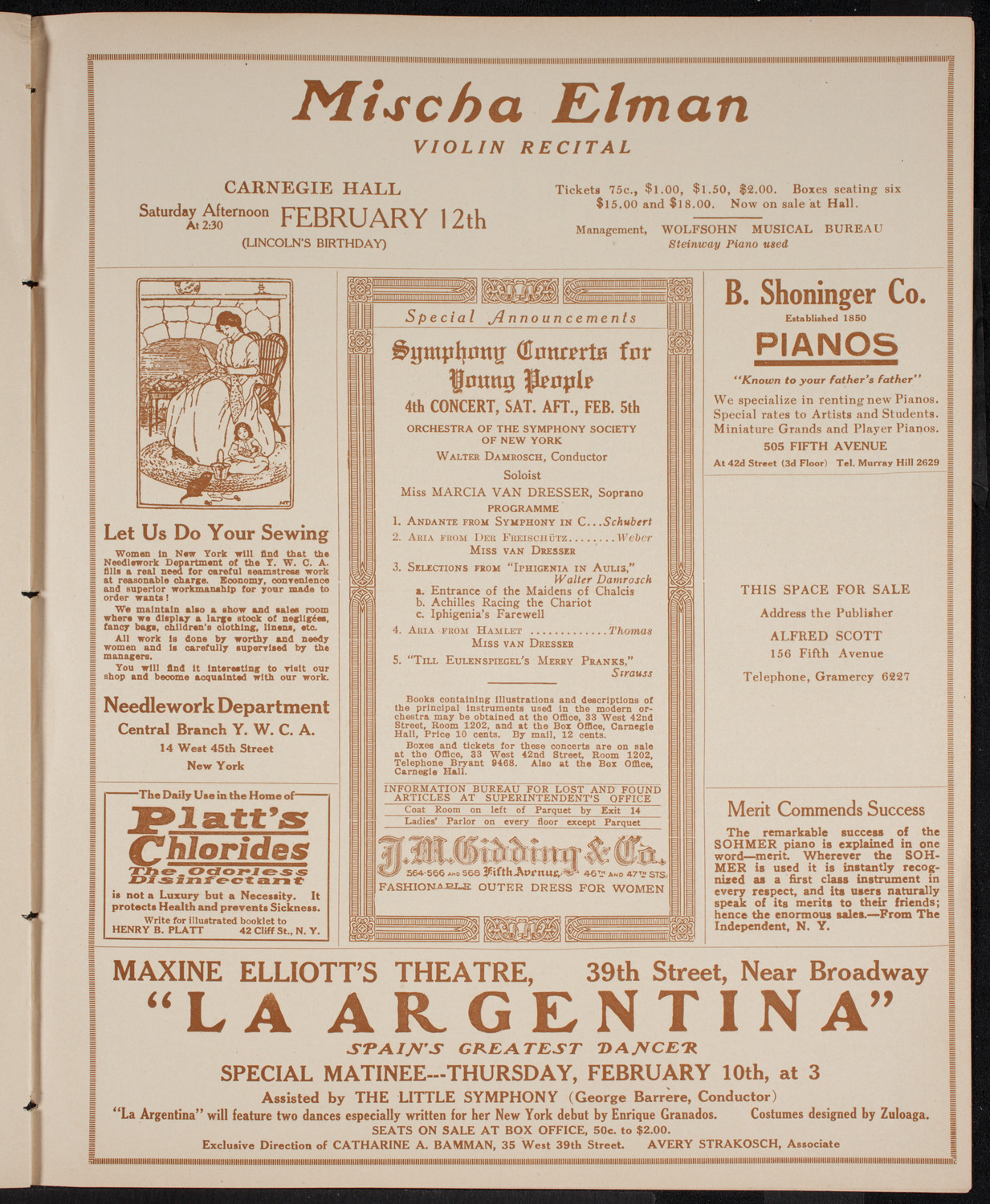 New York Philharmonic, February 4, 1916, program page 9