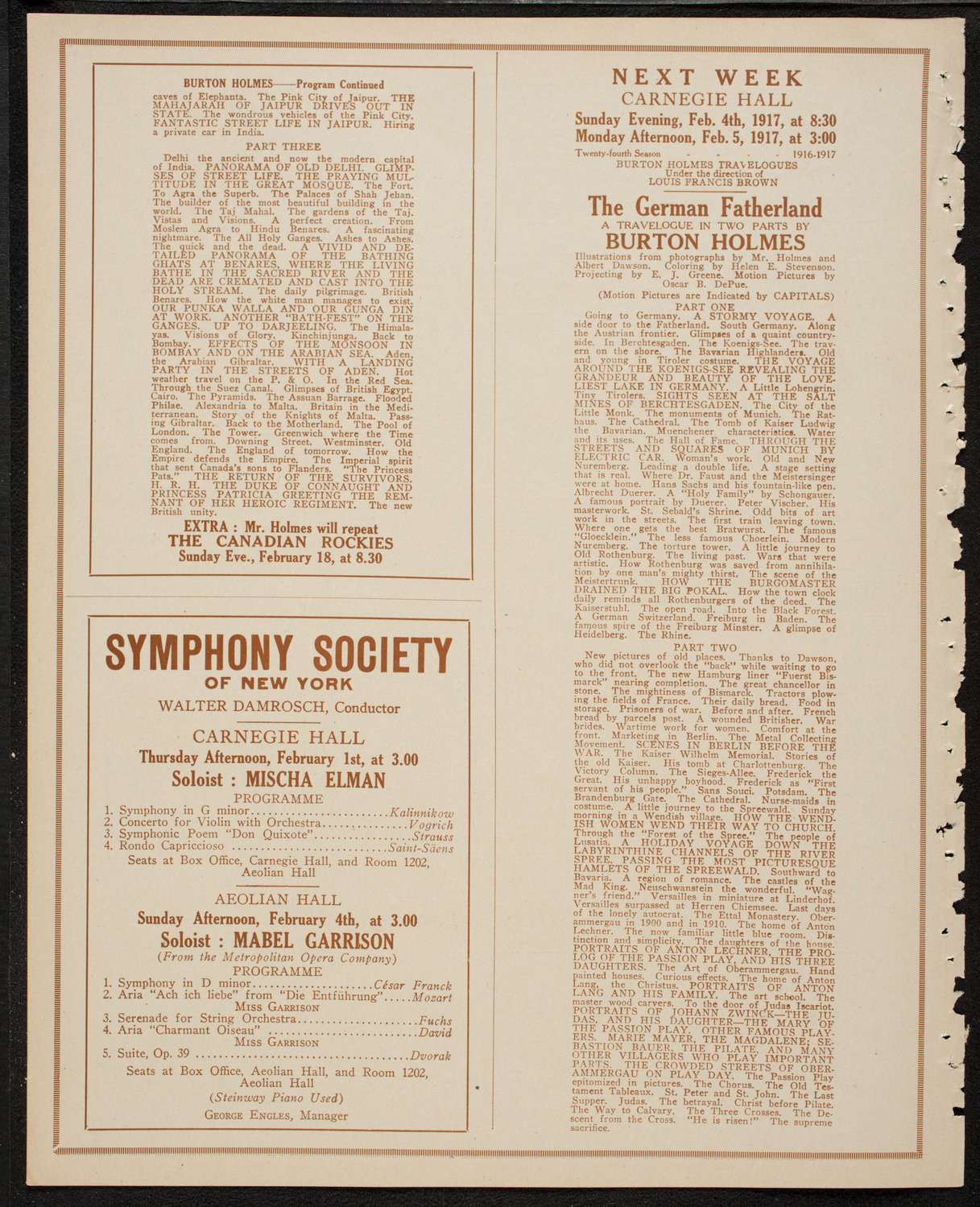 New York Philharmonic, January 28, 1917, program page 8