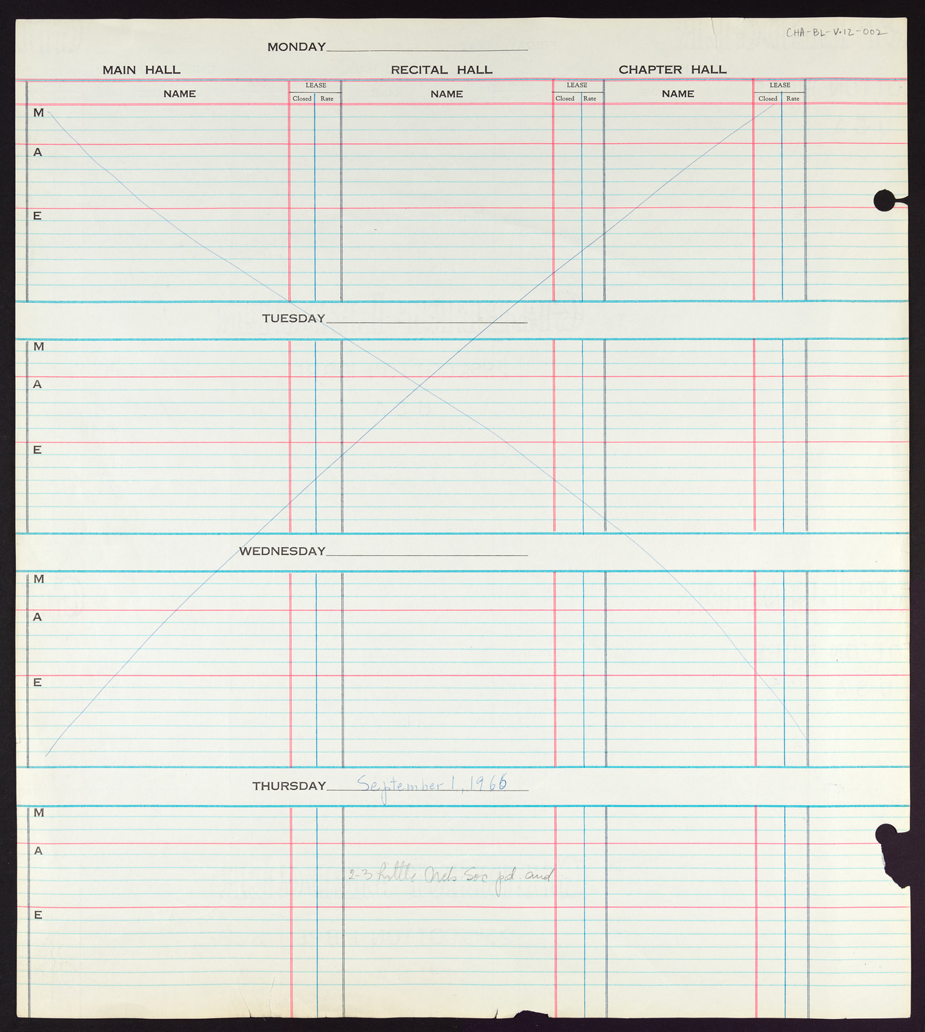 Carnegie Hall Booking Ledger, volume 12, page 2