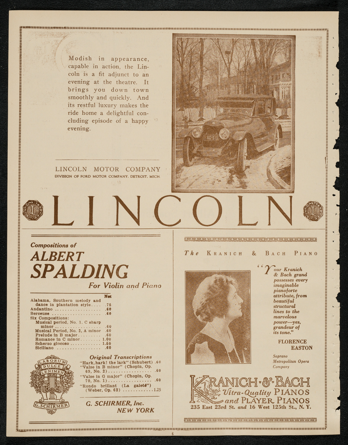 Albert Spalding, Violin, March 2, 1924, program page 6