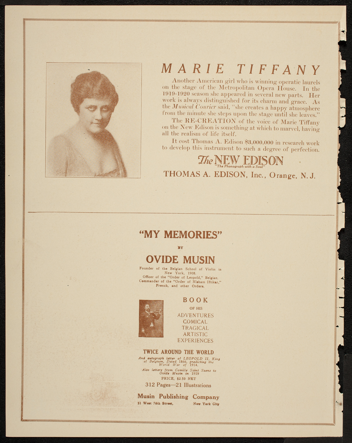 Cantor Zavel Kwartin, Baritone, May 9, 1920, program page 2