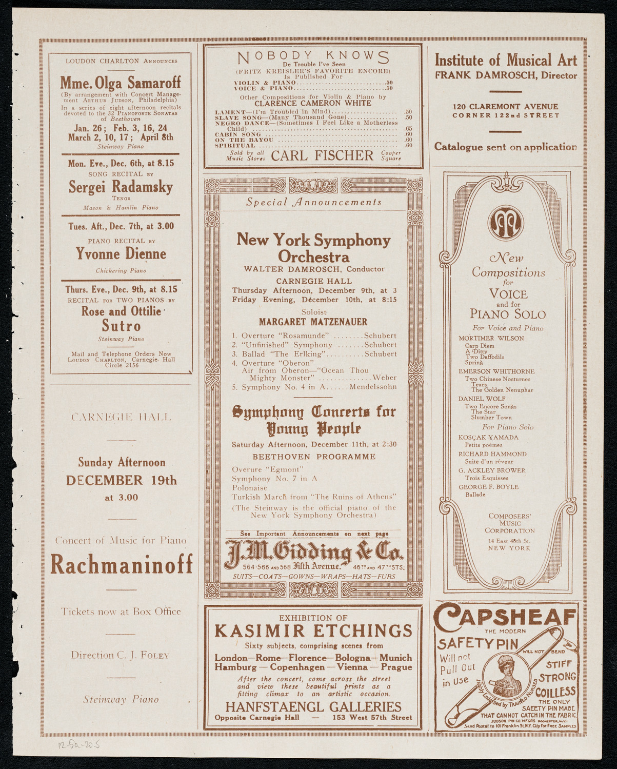 Fritz Kreisler, Violin, December 5, 1920, program page 9