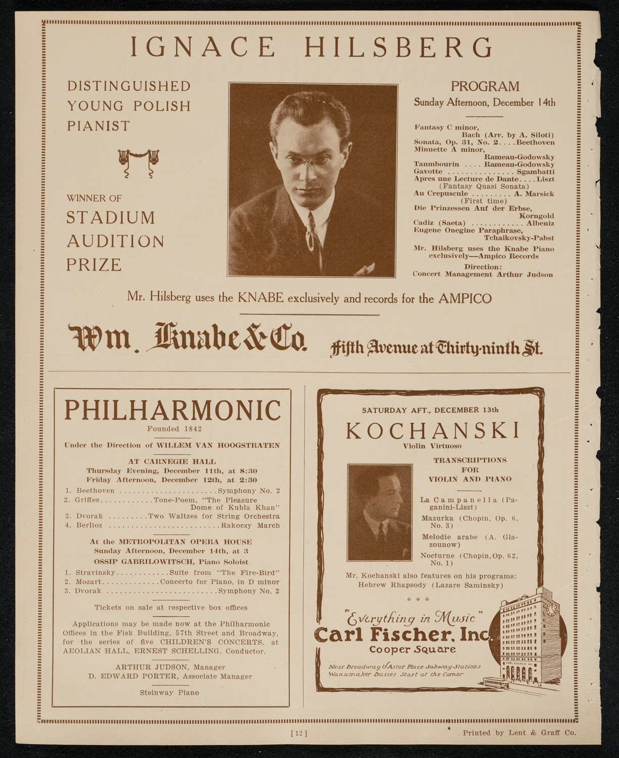 Cleveland Orchestra, December 9, 1924, program page 12