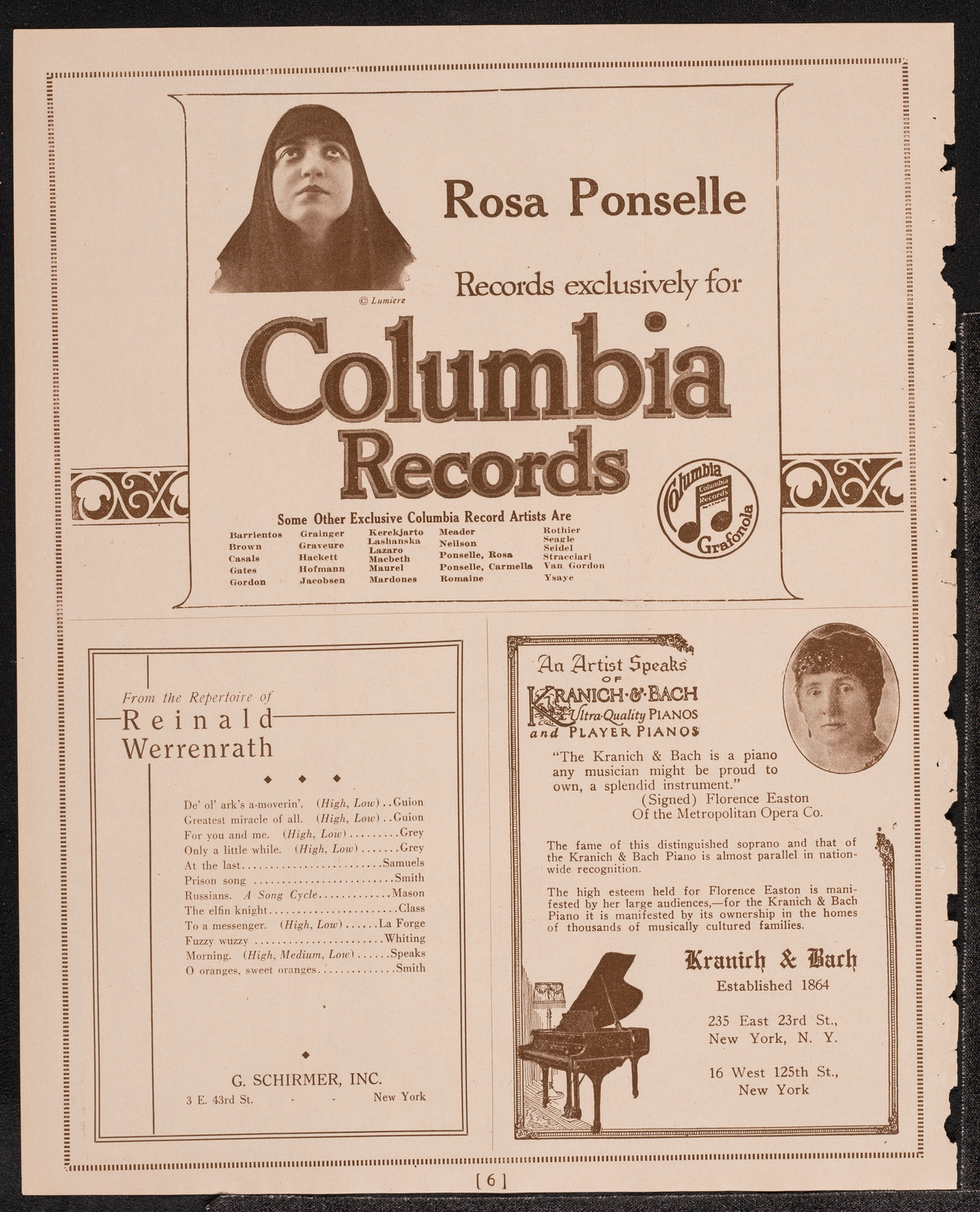 Frieda Hempel, Soprano, November 15, 1921, program page 6