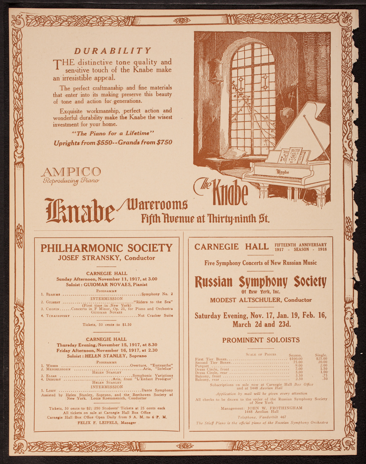 Alice Gentle, Mezzo-Soprano, November 1, 1917, program page 12