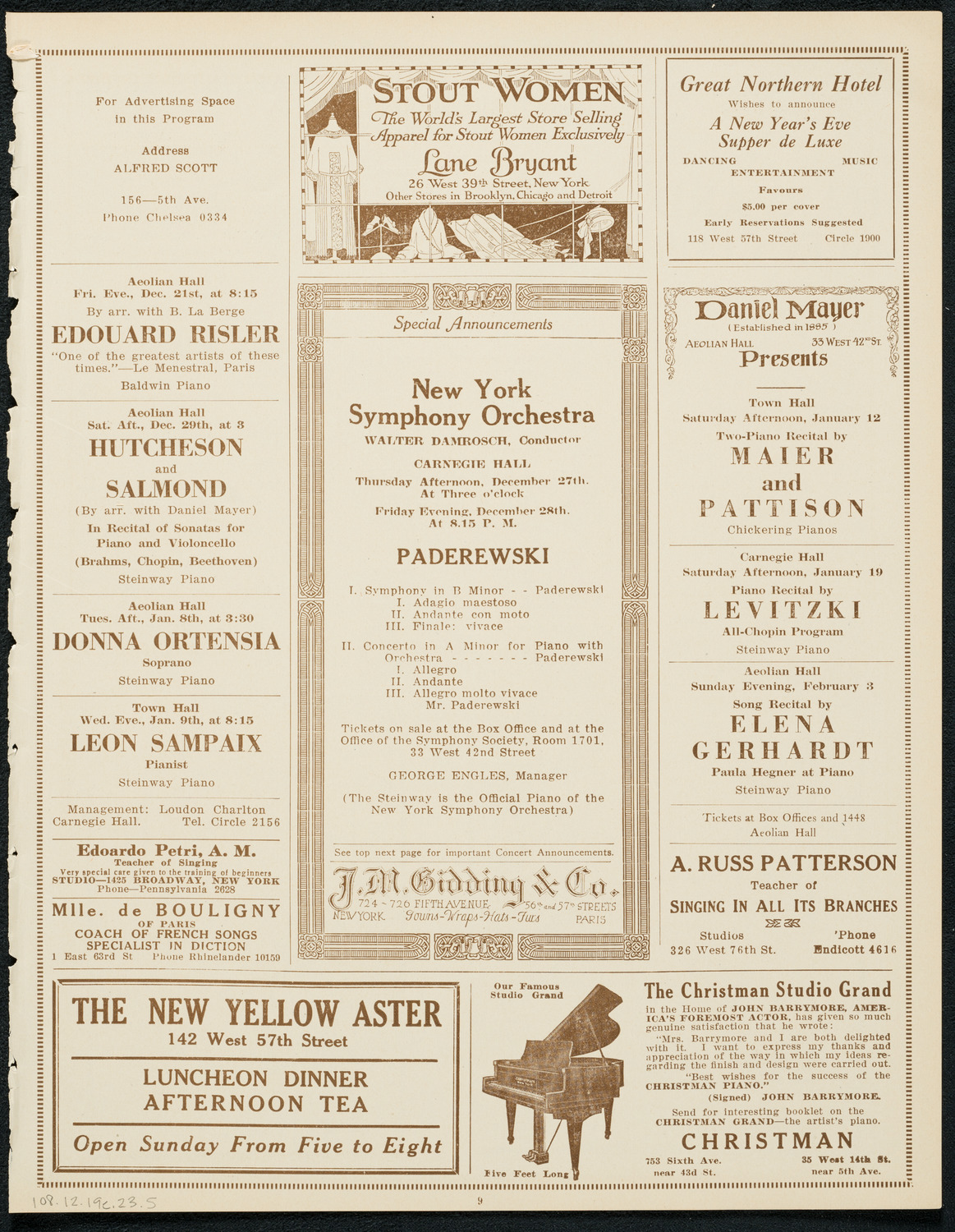 State Symphony Orchestra of New York, December 19, 1923, program page 9