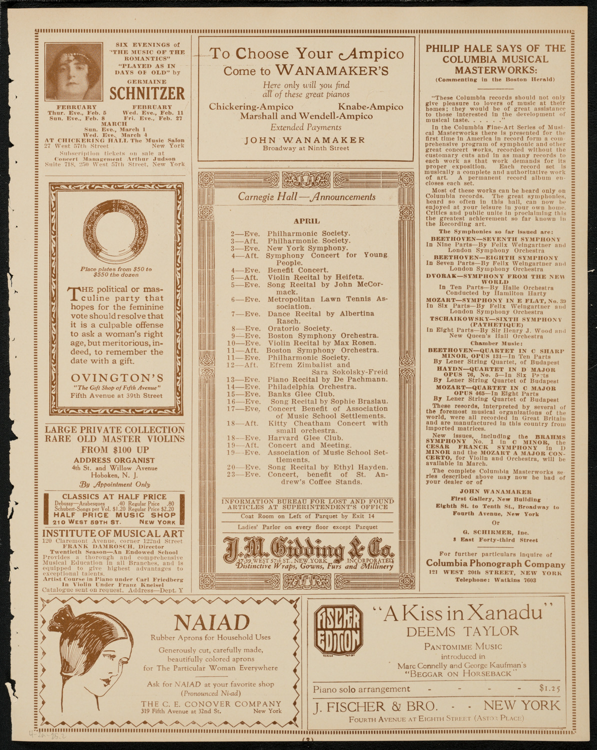 New York Symphony Orchestra, April 2, 1925, program page 3