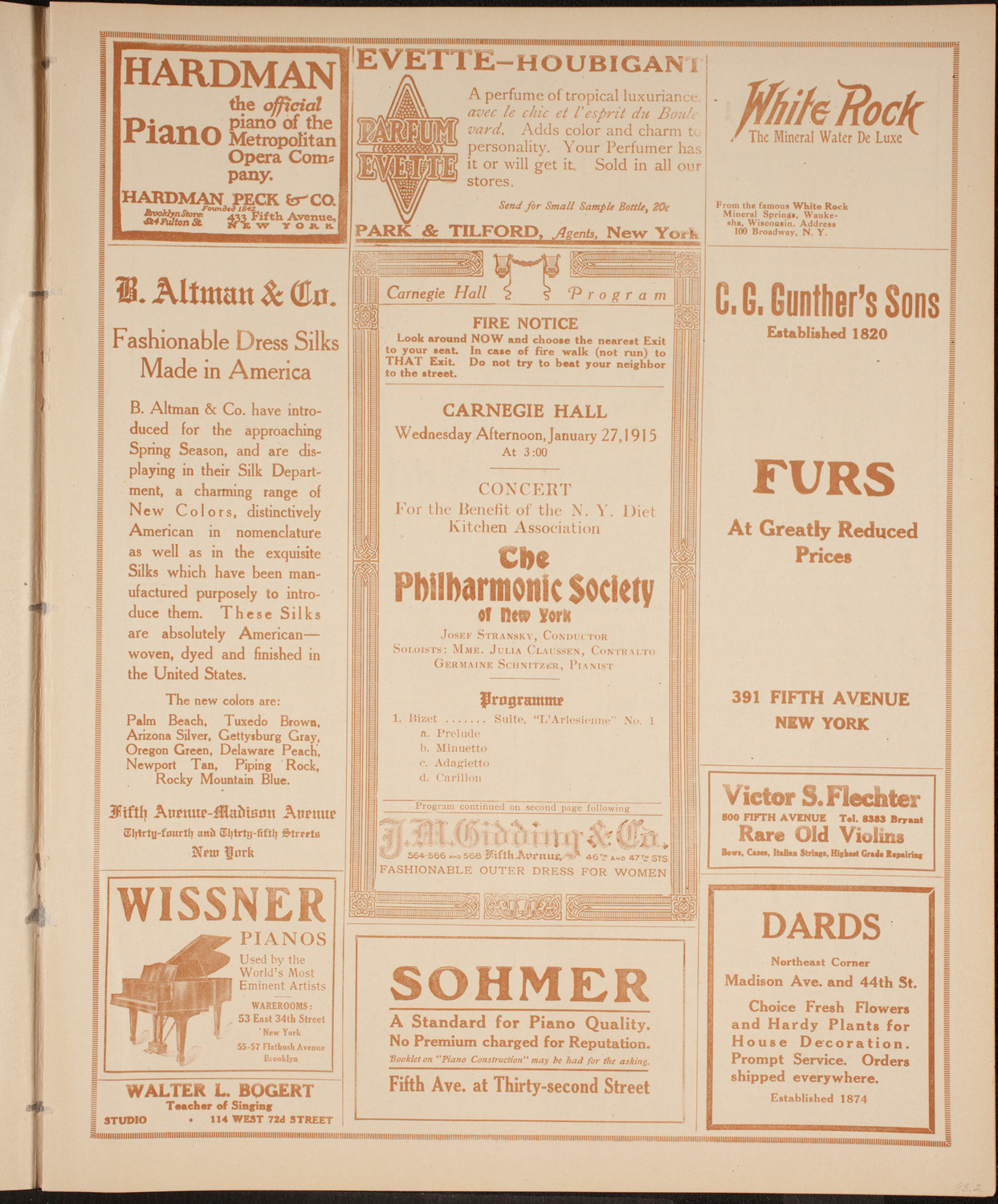 New York Philharmonic, January 27, 1915, program page 5