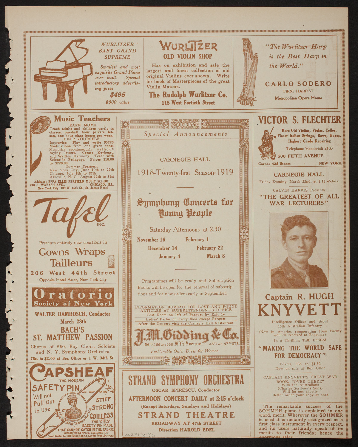 Lecture by Lieutenant Patrick Alva O'Brien, R.F.C., March 17, 1918, program page 9